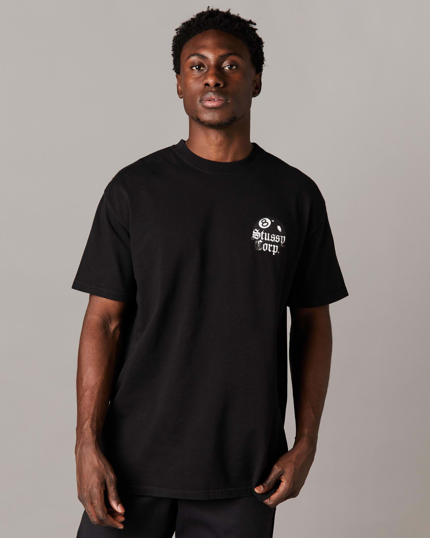 Shop Stussy 8 Ball Corp Relaxed T-Shirt In Black - Fast Shipping & Easy ...