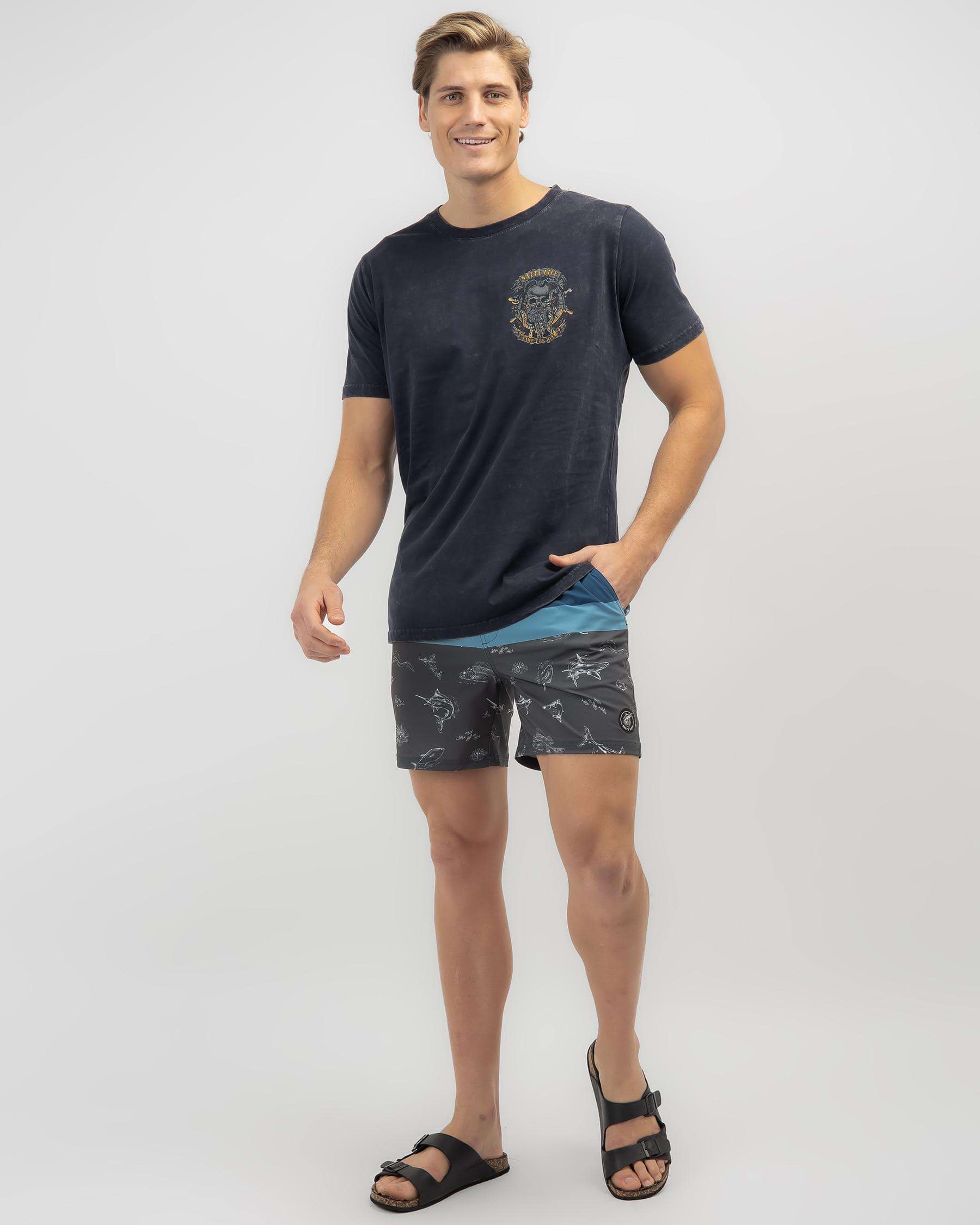 Shop Salty Life Seaway Mully Shorts In Navy - Fast Shipping & Easy ...