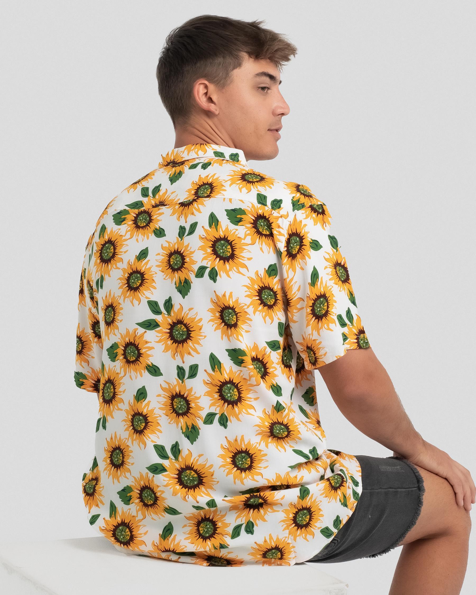 Skylark Sunflowers Short Sleeve Shirt In White - Fast Shipping & Easy ...