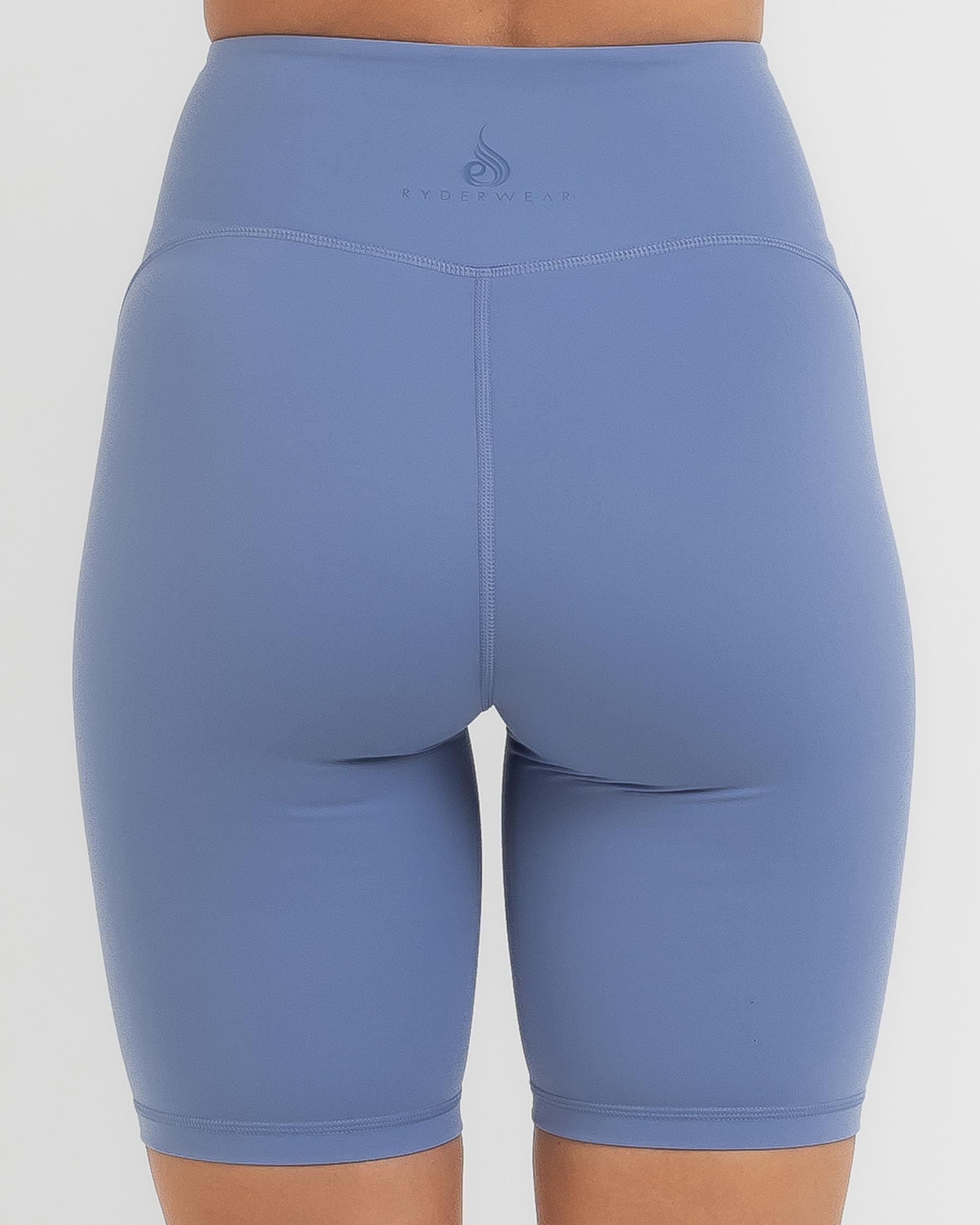 Shop Ryderwear NKD Frame High Waisted Bike Shorts In Stonewash Blue