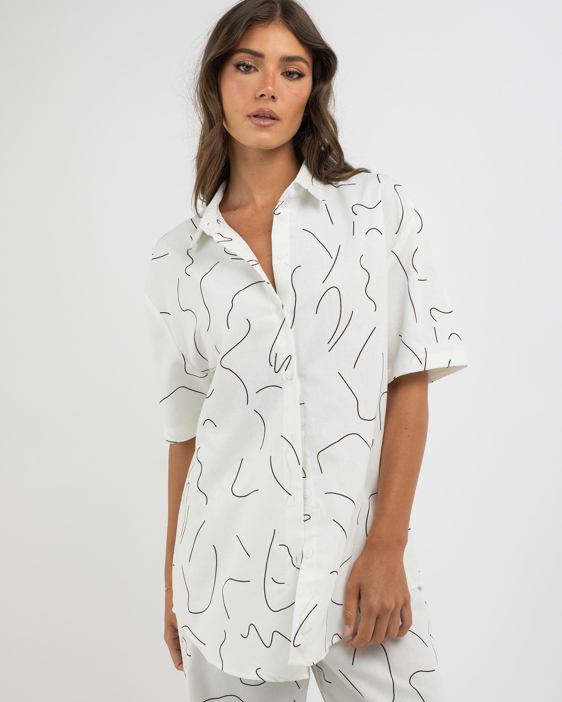 Shop YH & Co Wildest Dreams Shirt In White/ Black - Fast Shipping ...