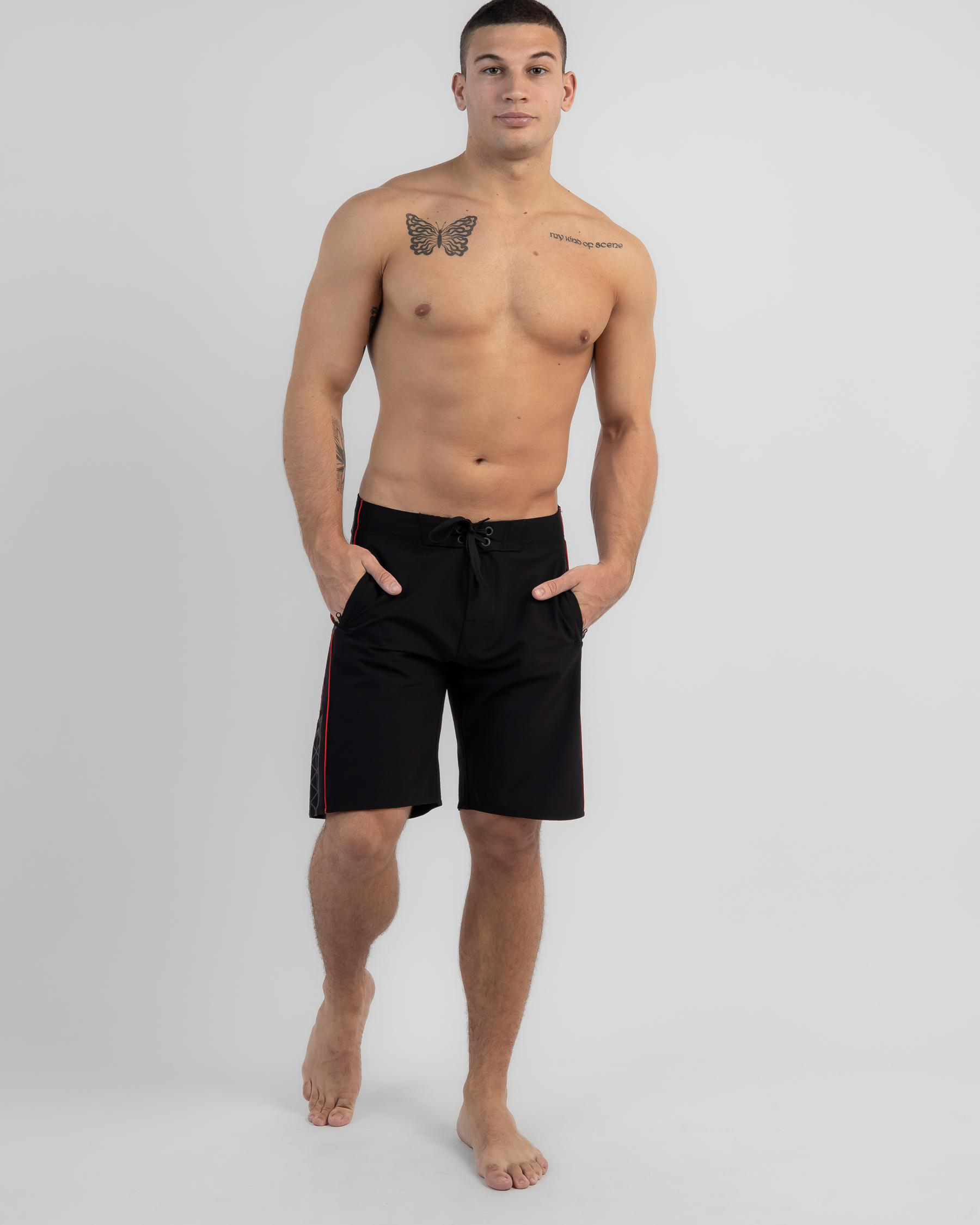 Shop Jetpilot Full Pro Board Shorts In Blk/red Fast Shipping & Easy