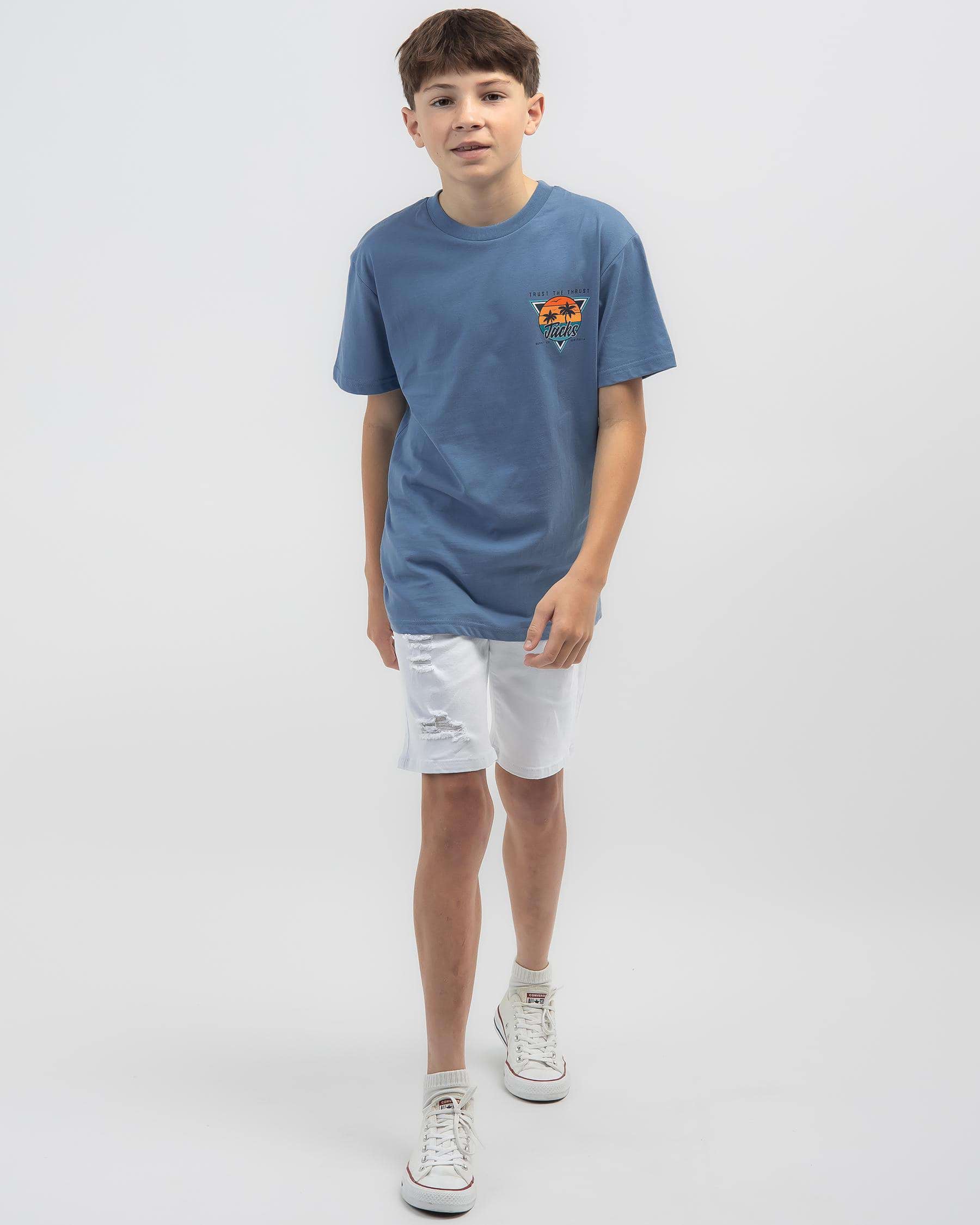 Shop Jacks Boys' Line Up T-Shirt In Slate Blue - Fast Shipping & Easy ...