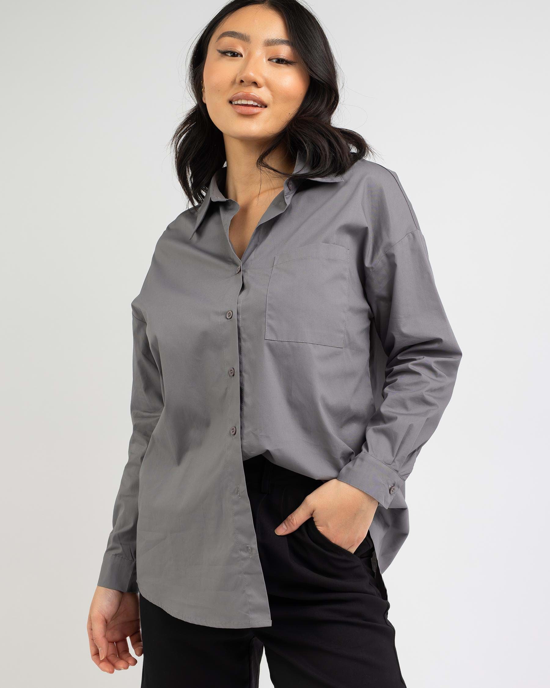Ava And Ever Material Girl Shirt In Slate - Fast Shipping & Easy ...