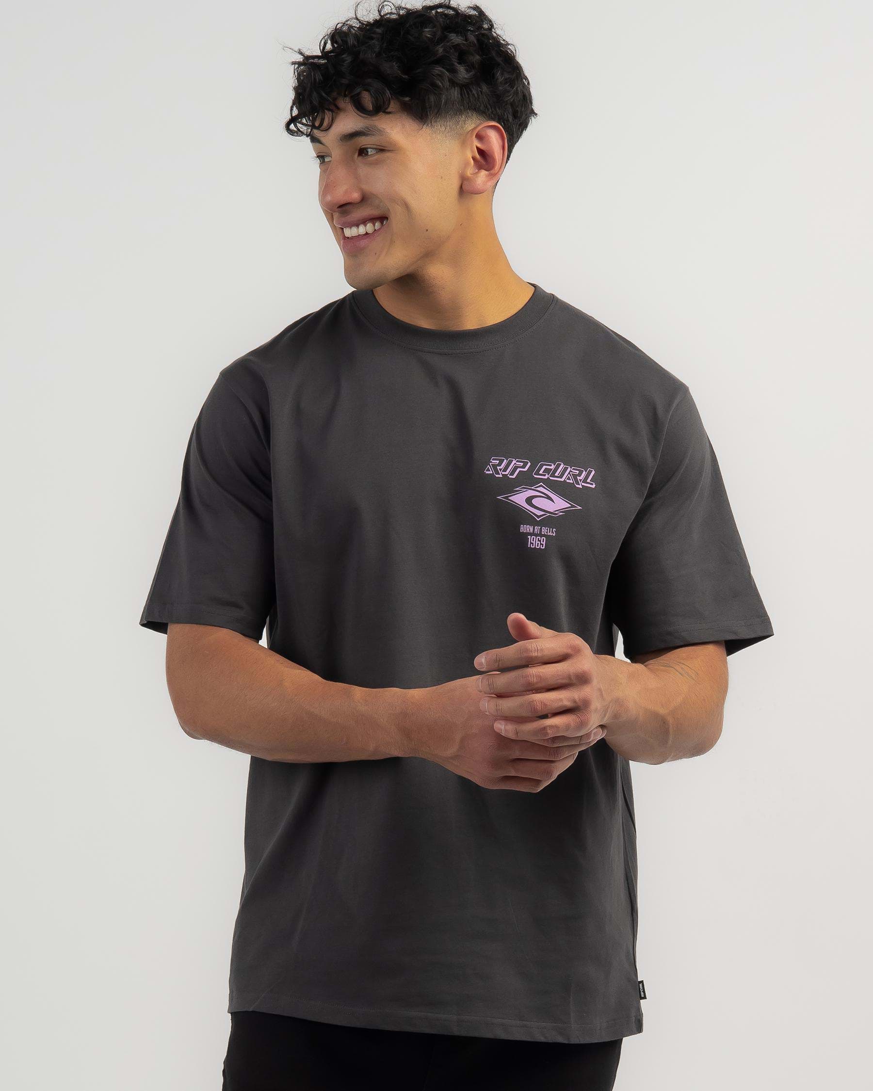 Rip Curl Fade Out Icon T-Shirt In Black/purple - Fast Shipping & Easy ...