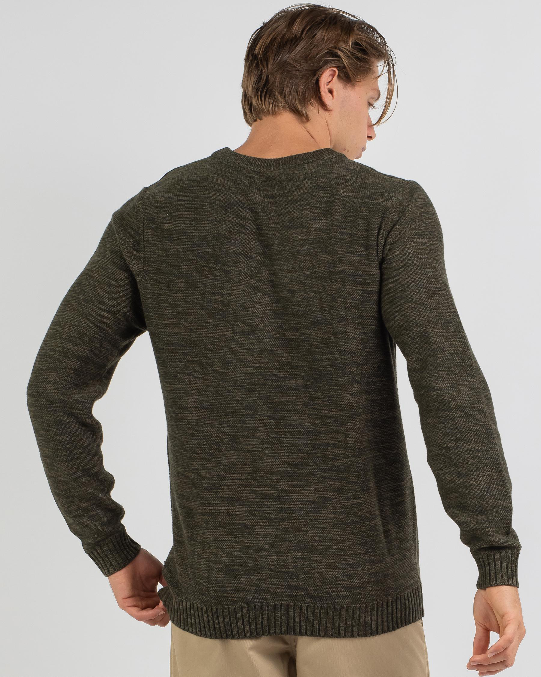 Shop Rusty Skyliner Crew Knit Sweatshirt In Shadow Army - Fast Shipping ...