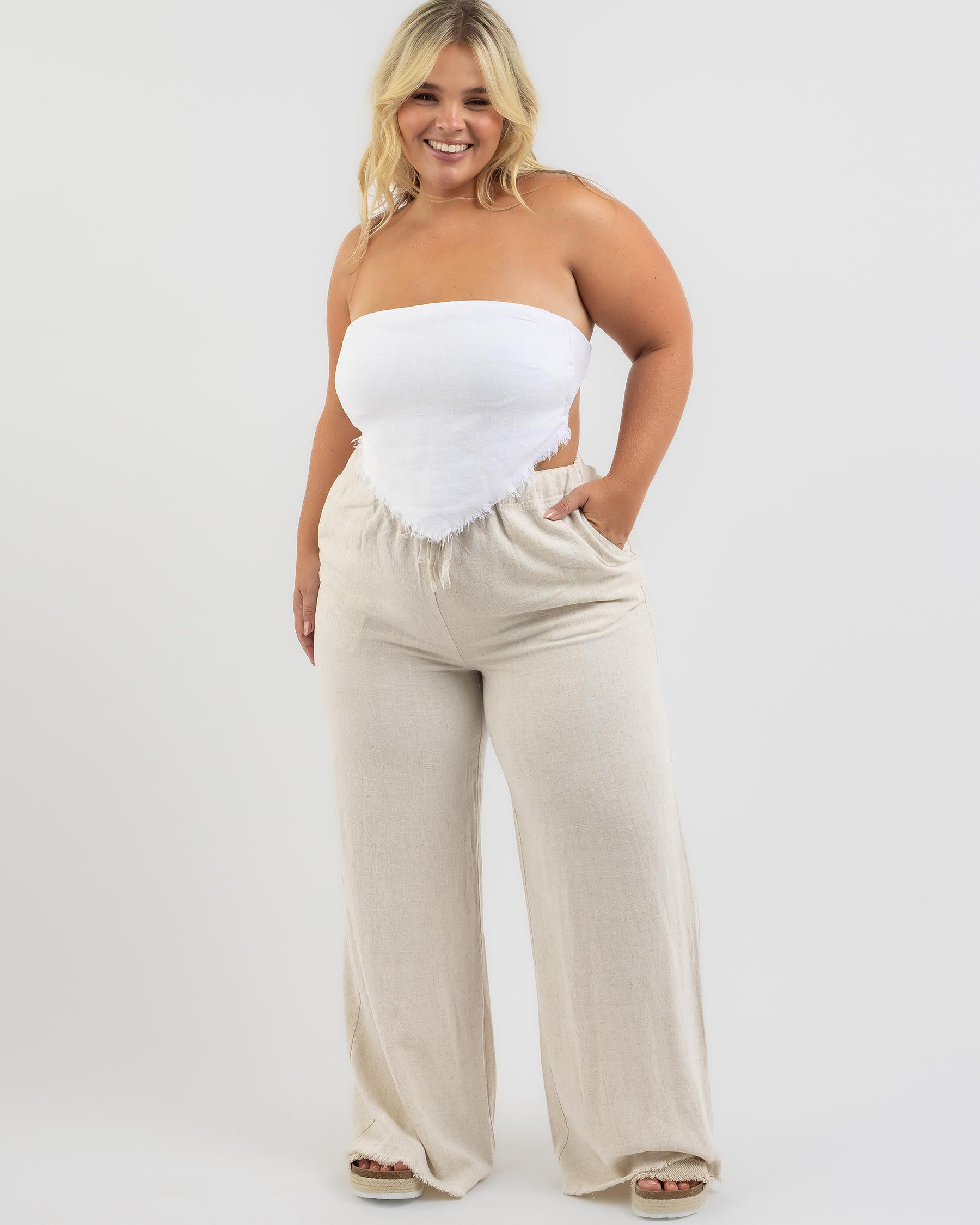 Shop Mooloola Aria Dallis Beach Pants In Natural Fast Shipping & Easy