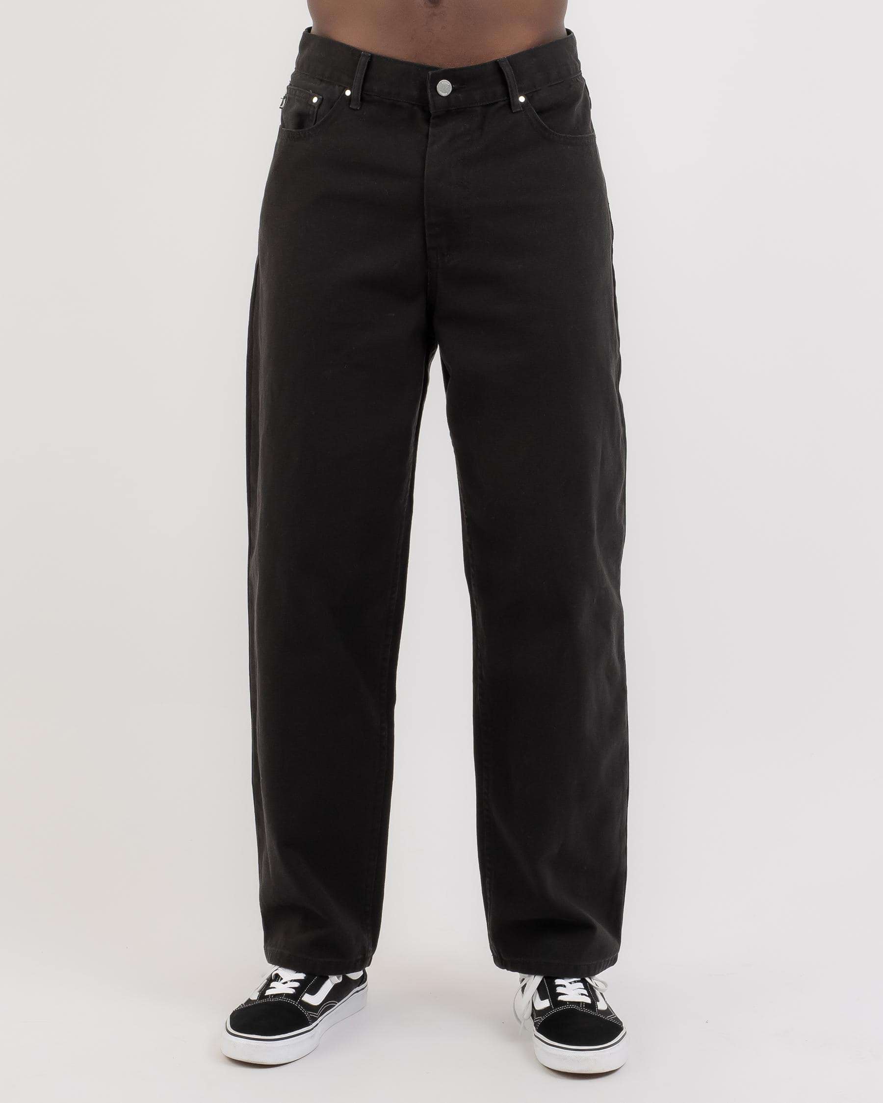 Stussy Washed Canvas Big Ol Jean In Black - Fast Shipping & Easy ...