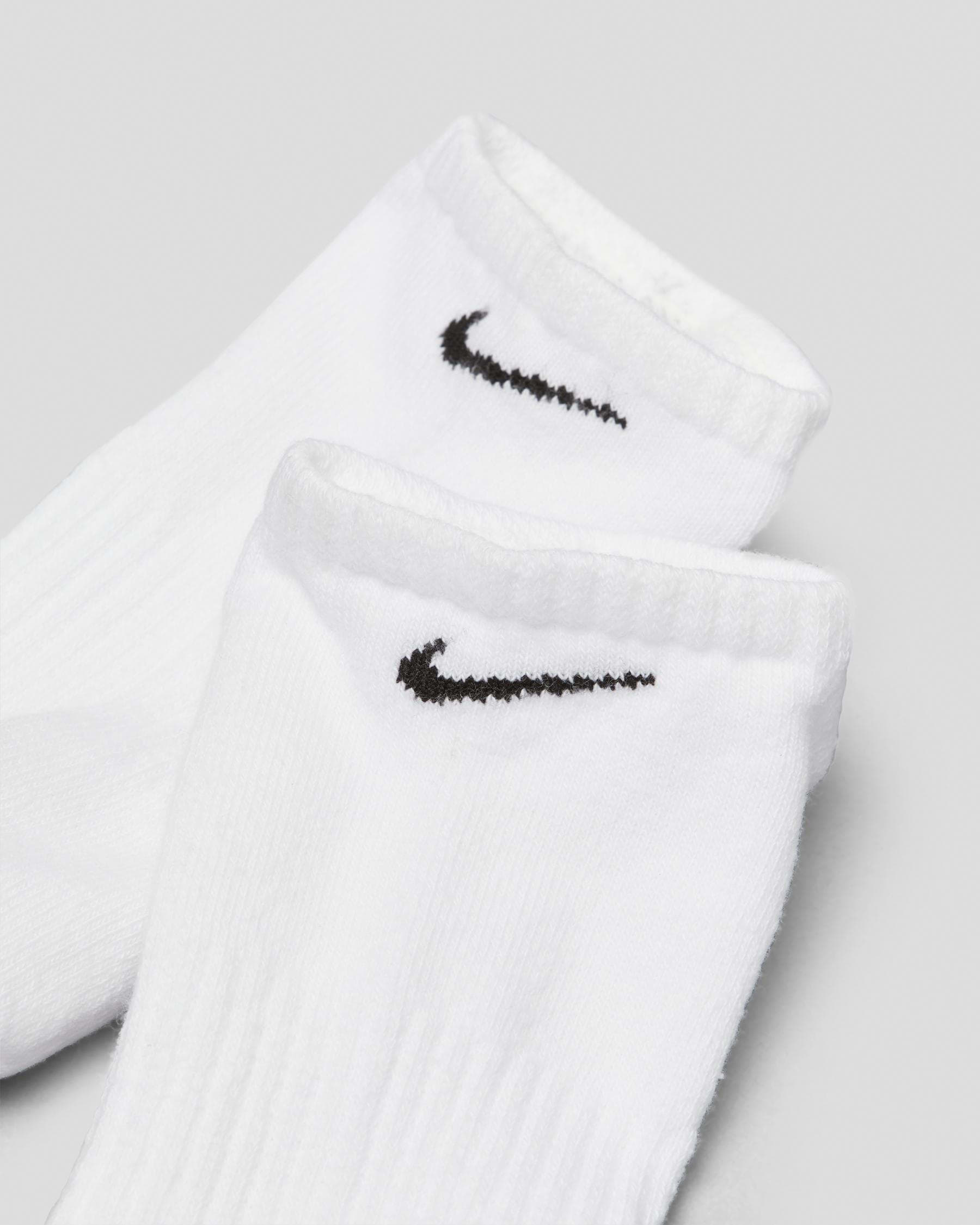 Shop Nike Everyday Cushioned No Show Socks 3 Pack In White/black - Fast ...