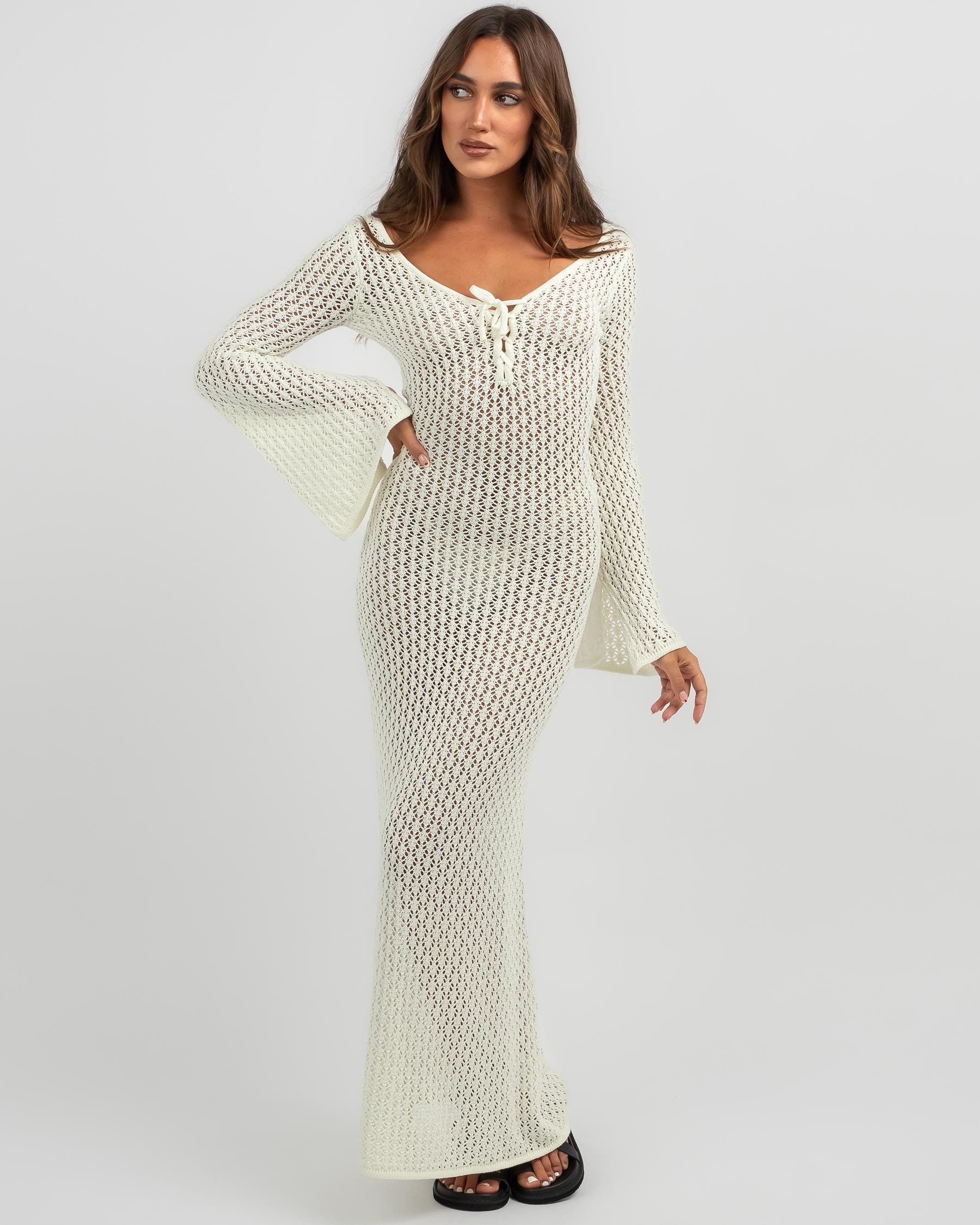 Shop Ava And Ever Kali Crochet Maxi Dress In Cream - Fast Shipping ...