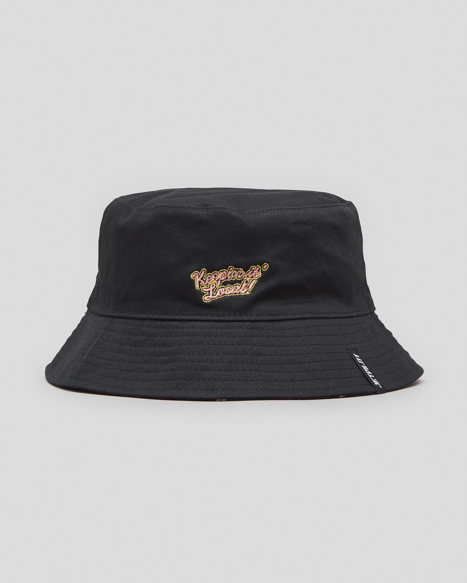 Jetpilot Keepin' Local Men's Reversible Bucket Hat In Black Fast Shipping & Easy Returns