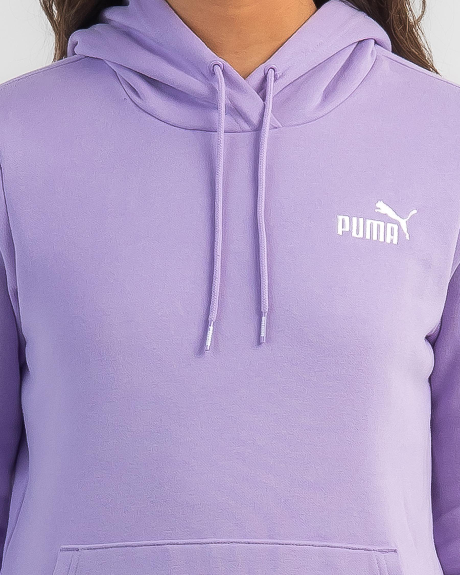 Shop Puma Essential Embroidery Hoodie In Vivid Violet Fast Shipping