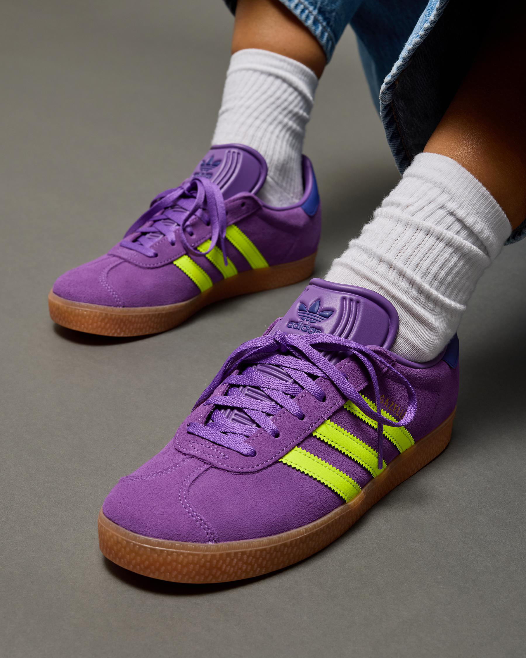 adidas Womens Gazelle Shoes In Active Purple/solar Yellow