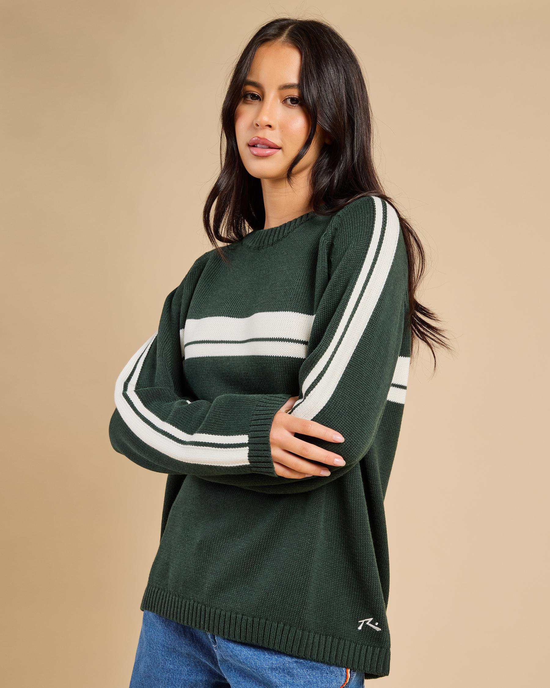 White Lines Crew Neck Knit Jumper