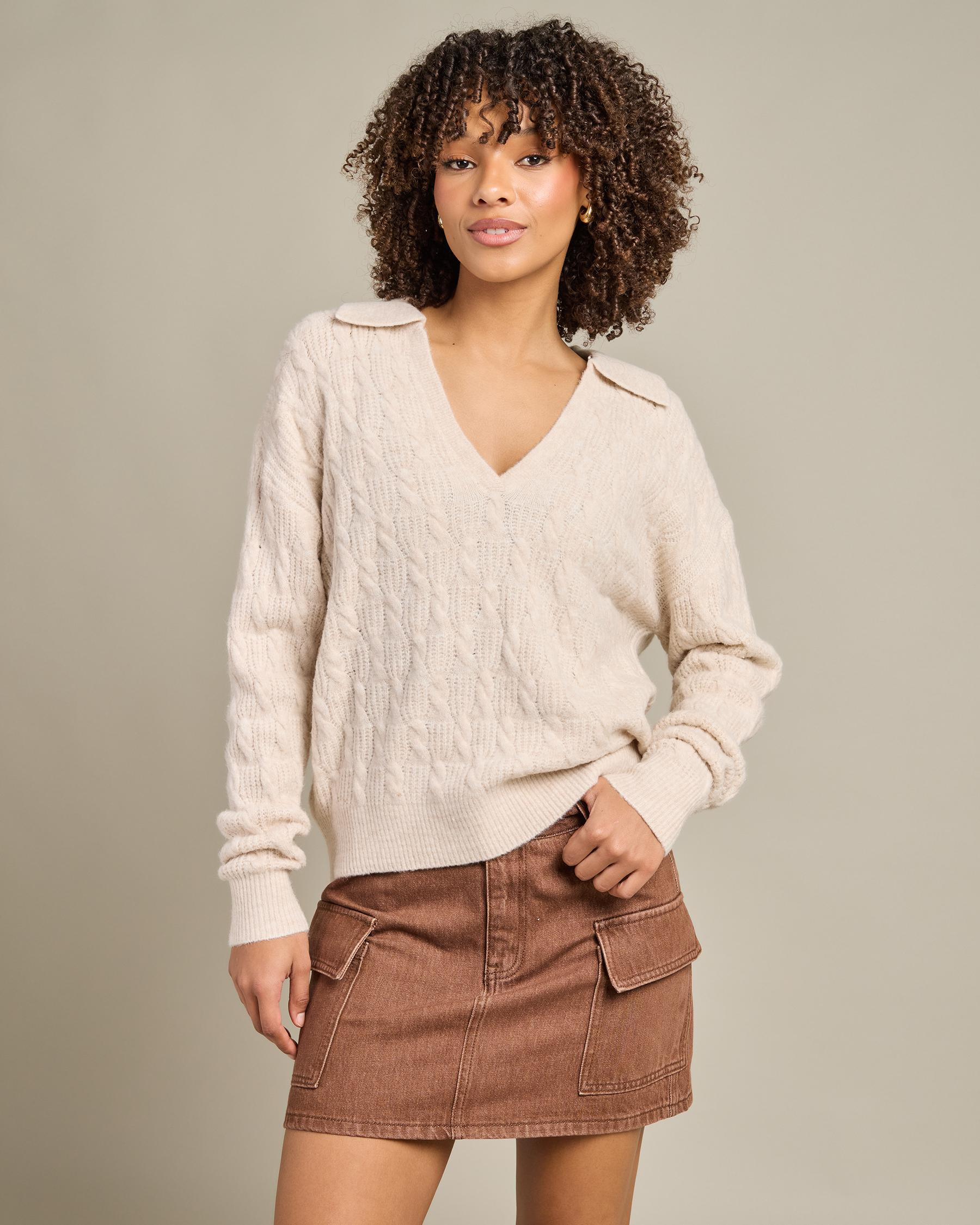 Lexie V-Neck Collared Jumper