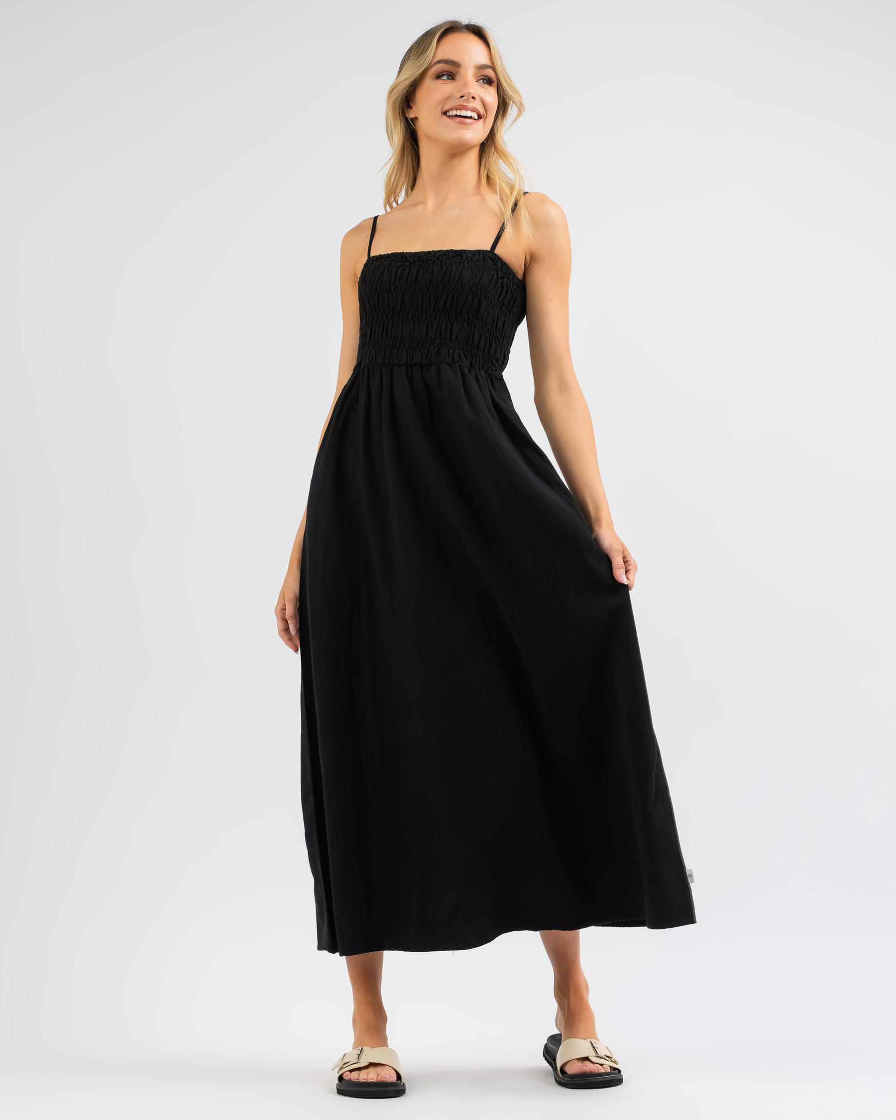 Classic Shirred Midi Dress