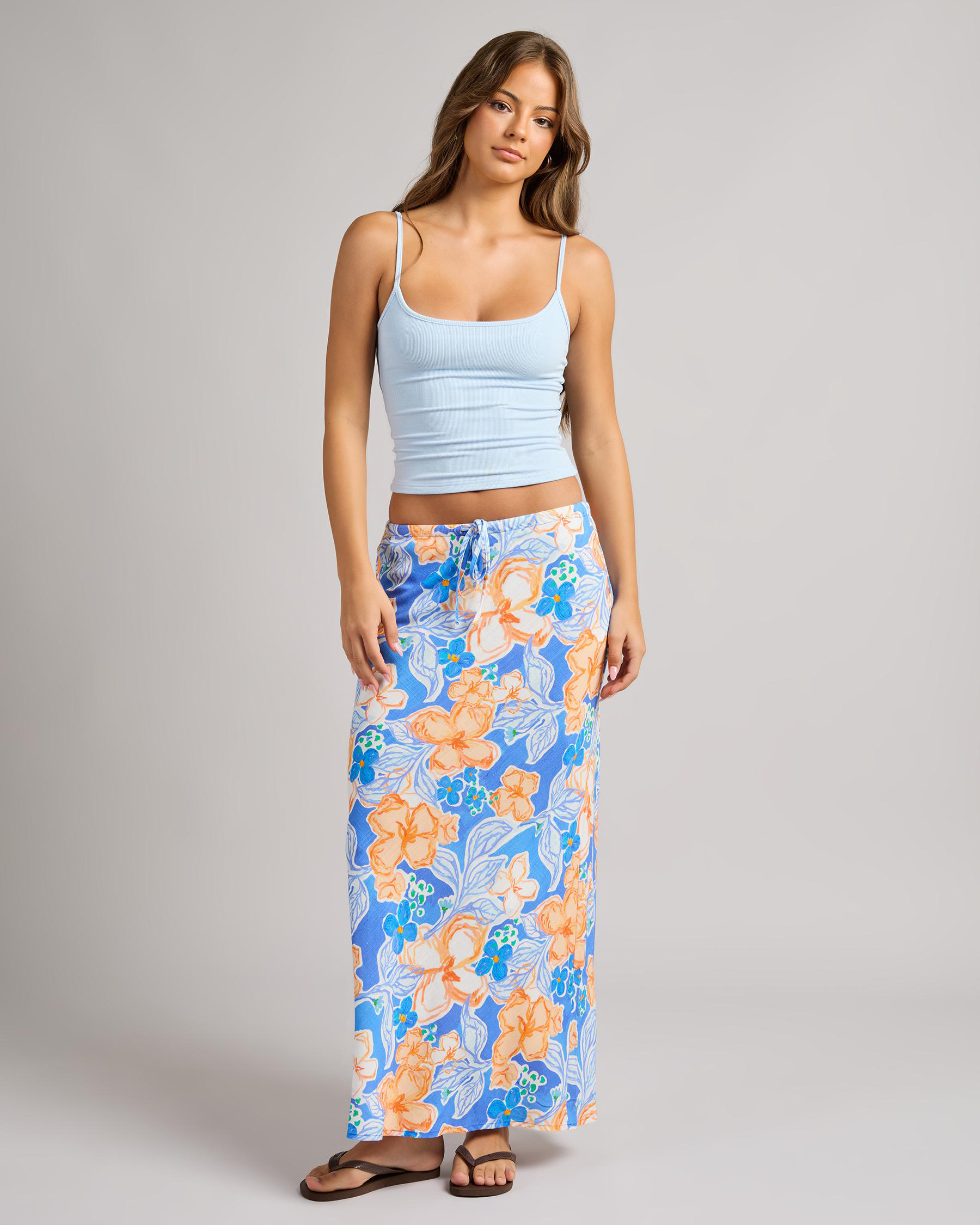 Paradise Floral Bias Cut Maxi Skirt