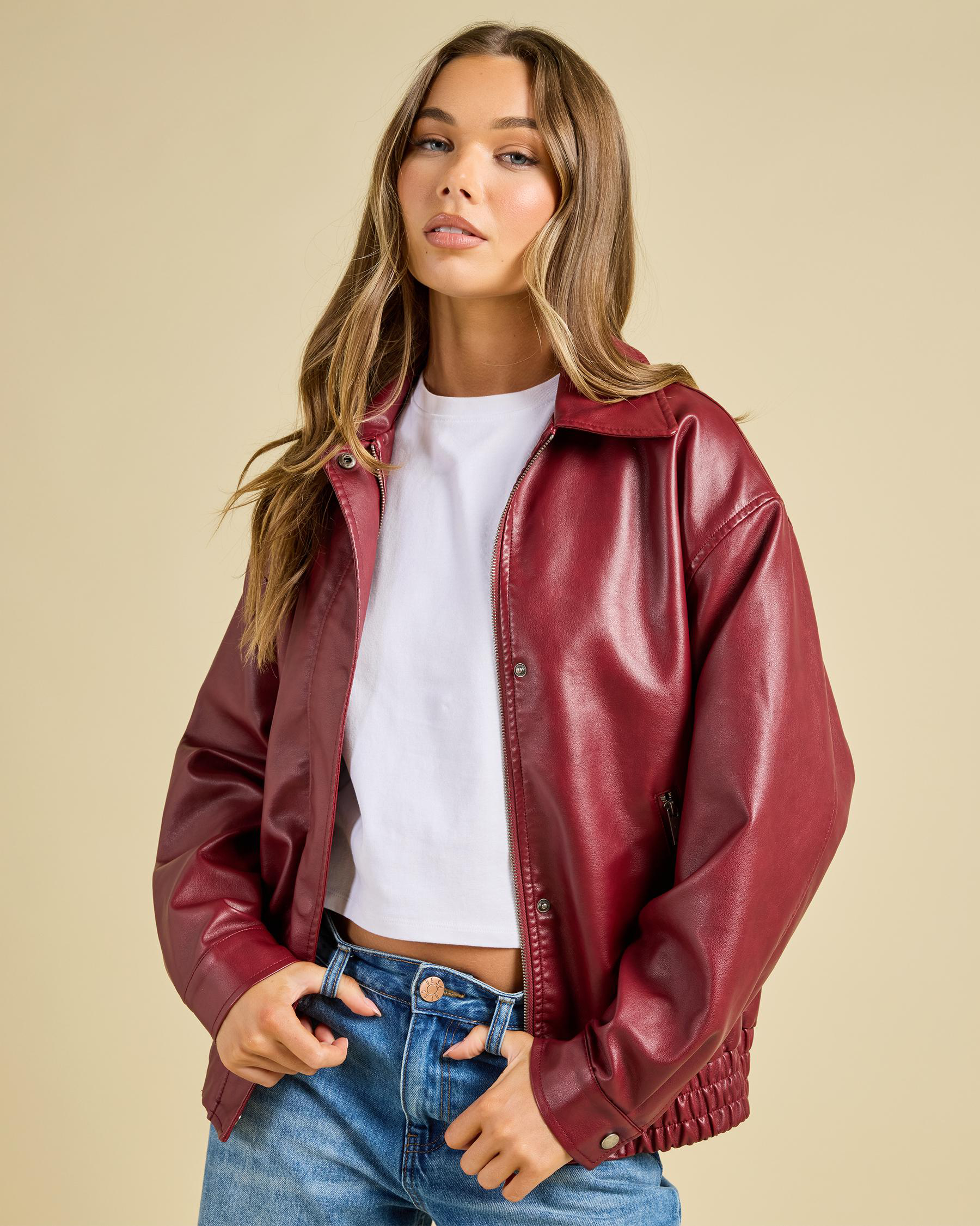 Maverick Faux Leather Bomber Jacket