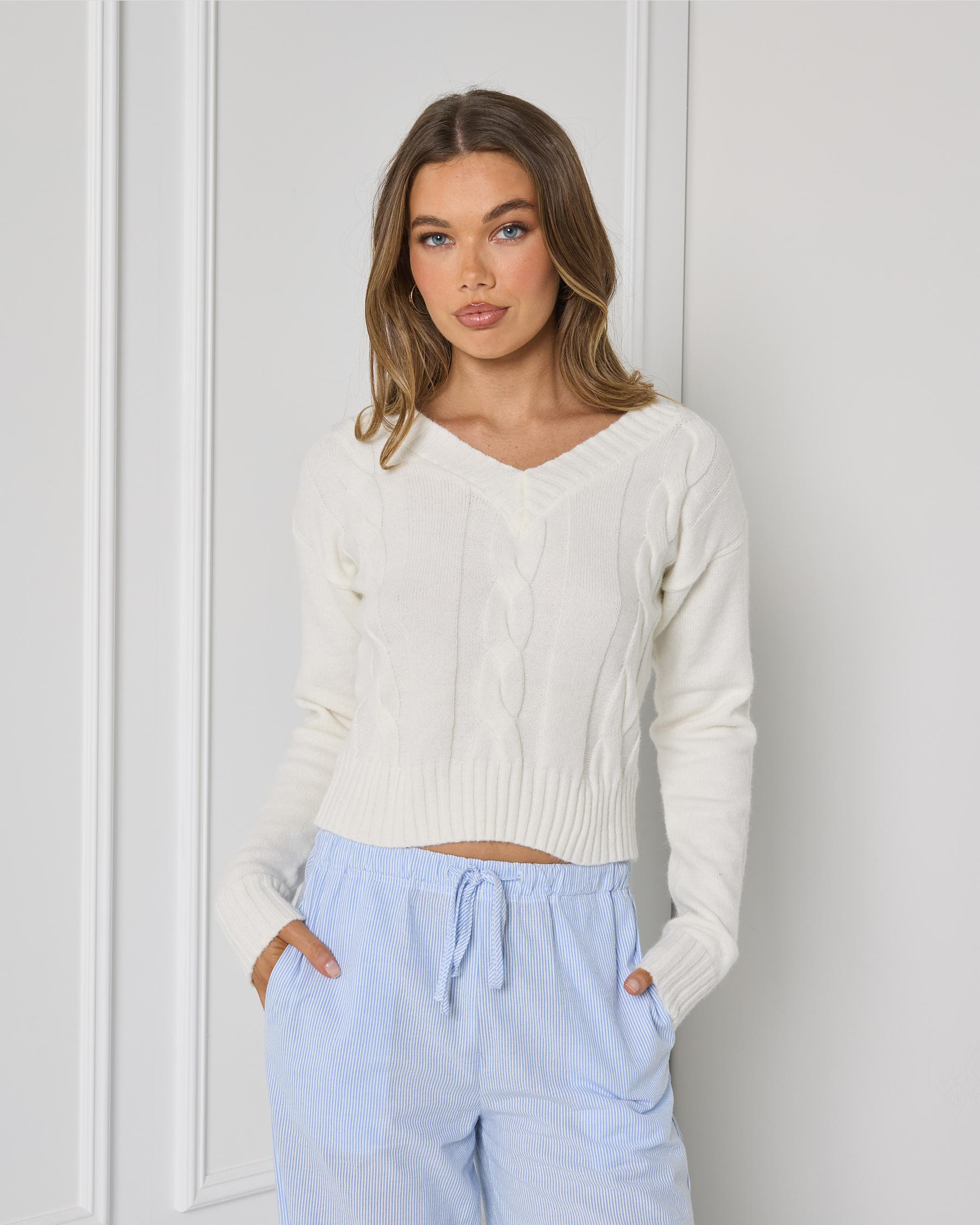 Dee Cable V Neck Knit Jumper