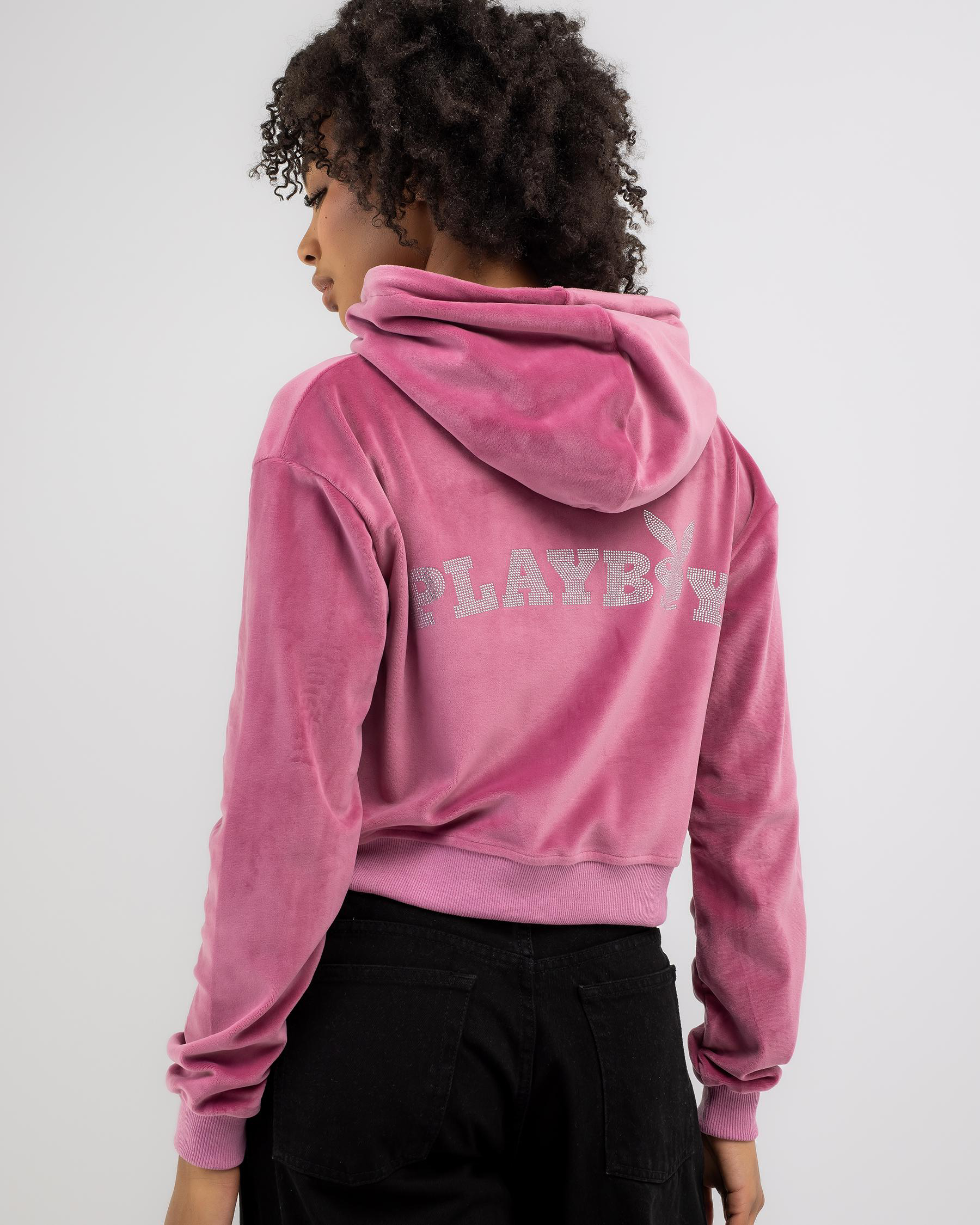 Bunny O Velour Cropped Hoodie