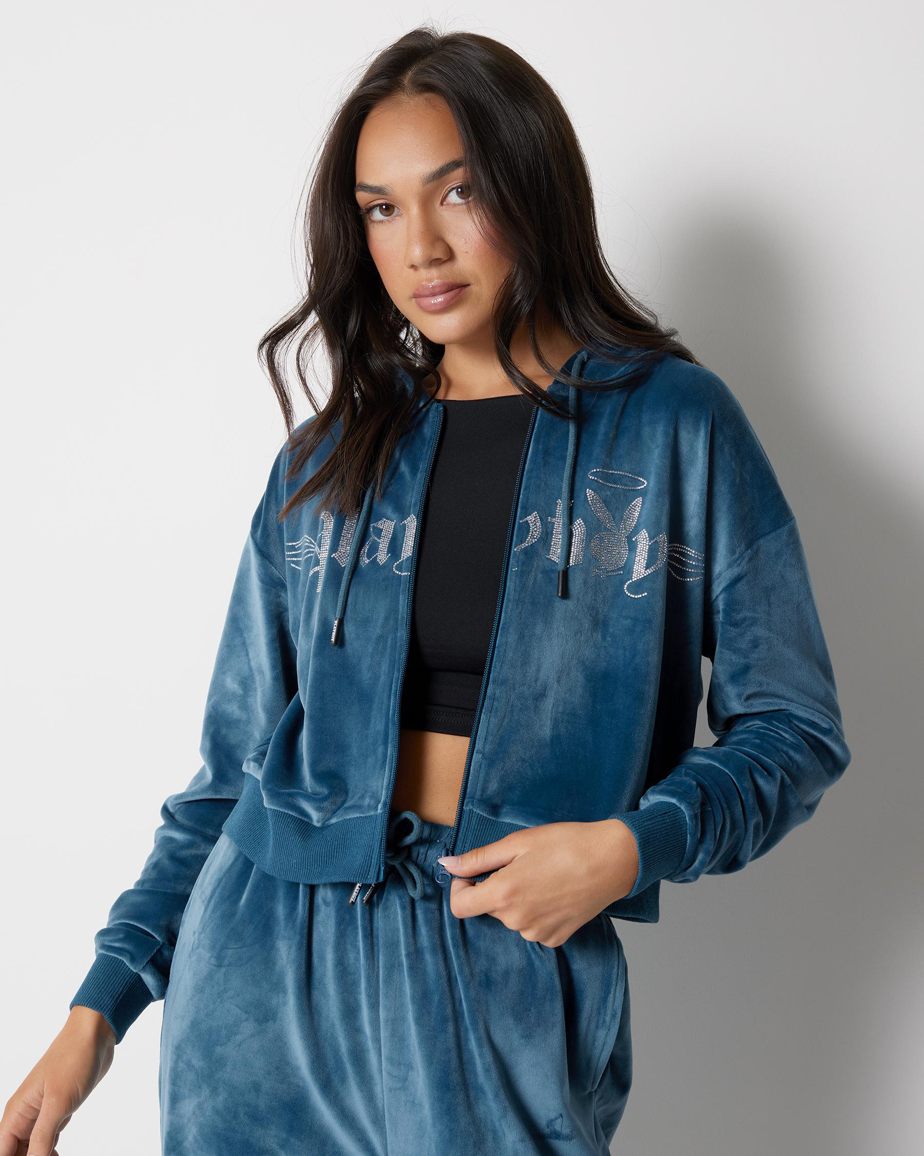 Bunny Angel Cropped Zip Hoodie