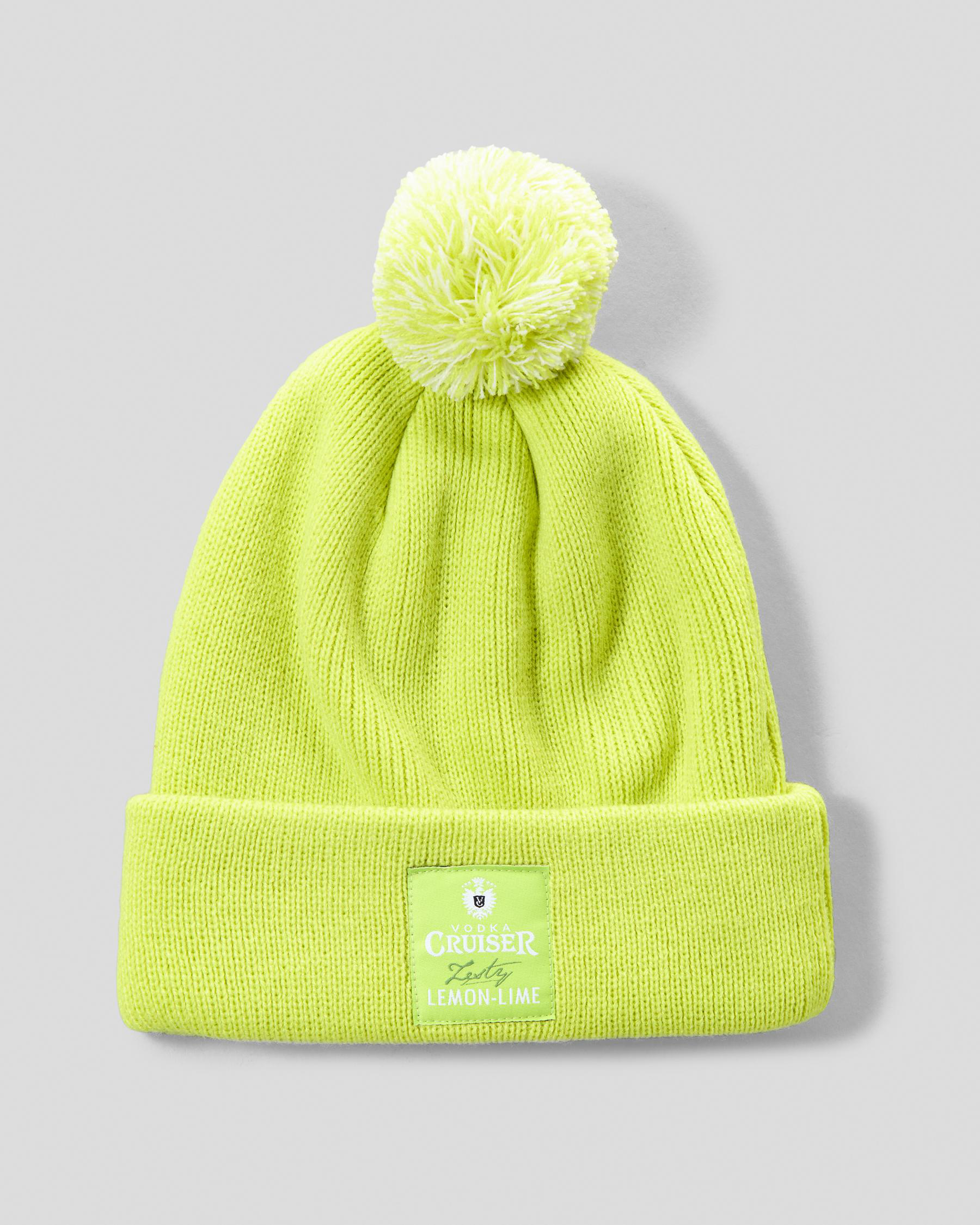Lemon Lime Pom Pom Cuff Beanie