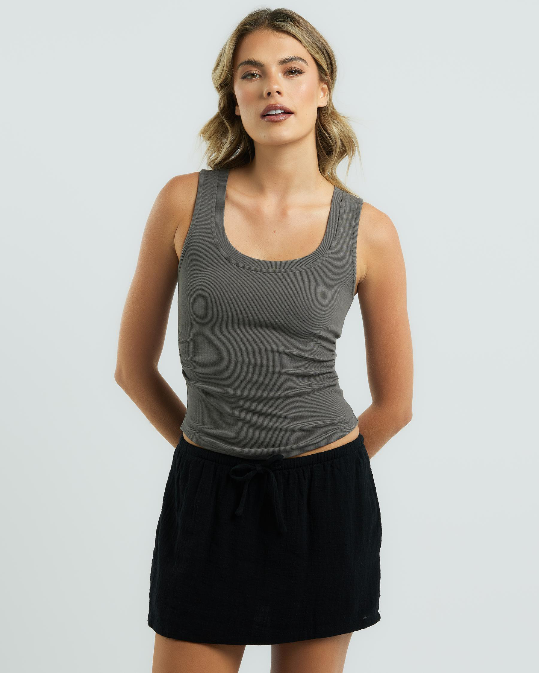 Basic Ruched Side Tank Top