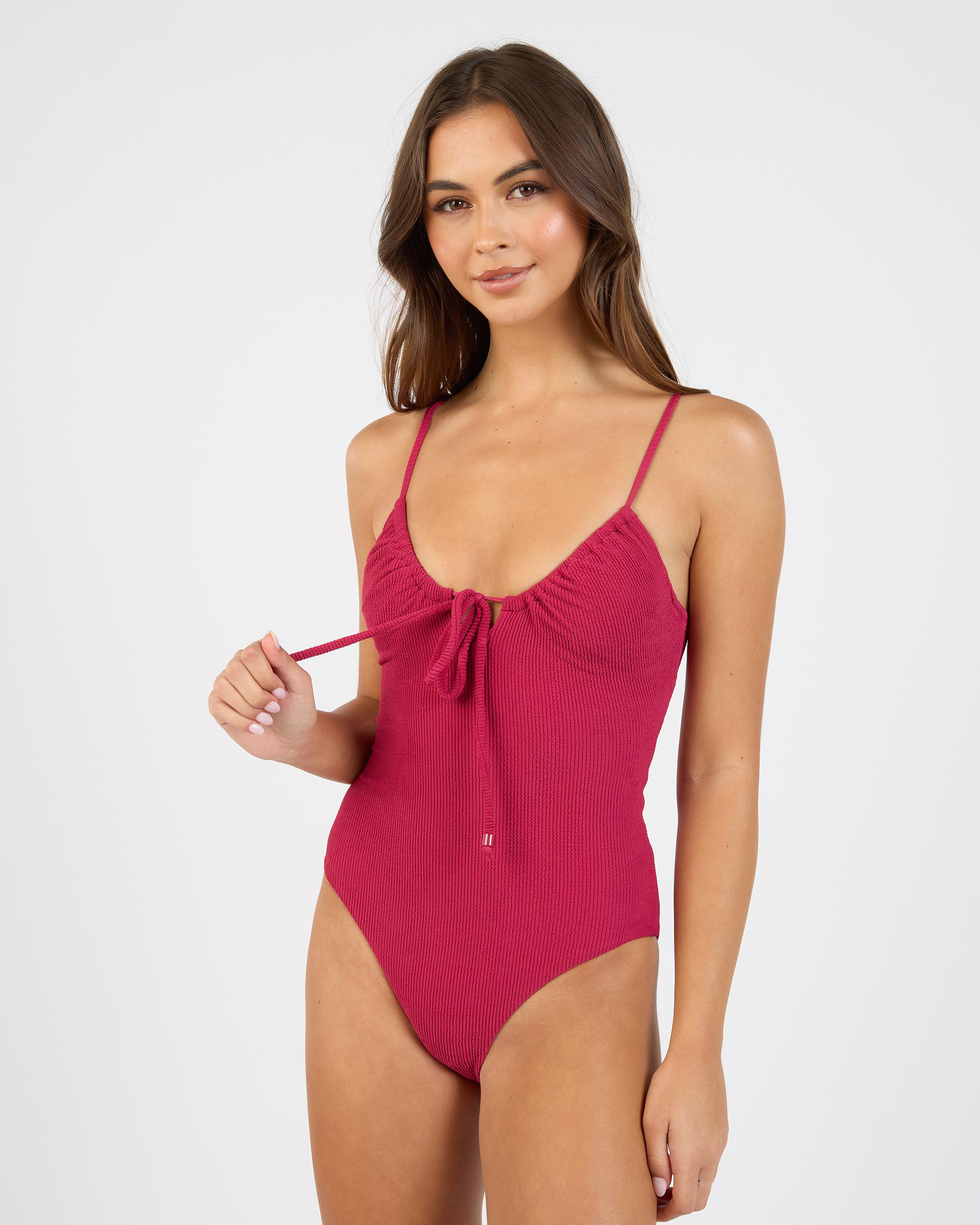 Isla Rib Tie Front One Piece Swimsuit