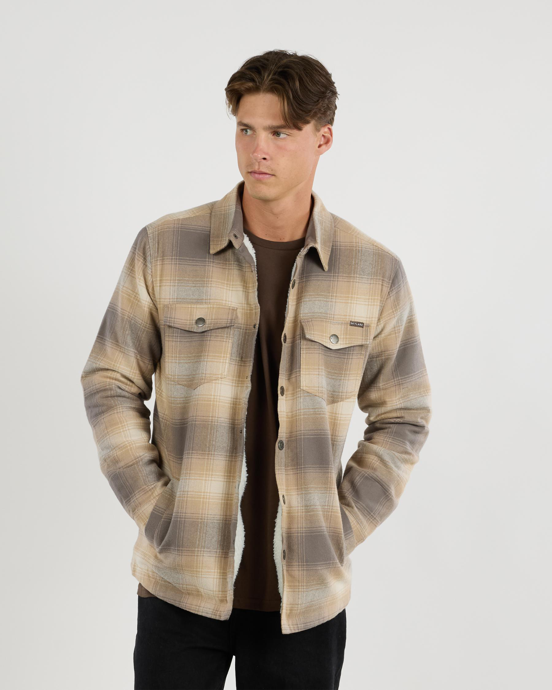 Plated Long Sleeve Flannel Shirt