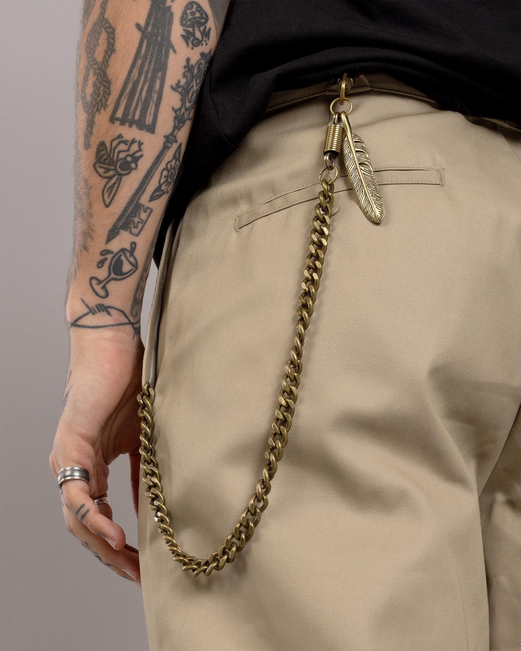 Gold Feather Wallet Chain