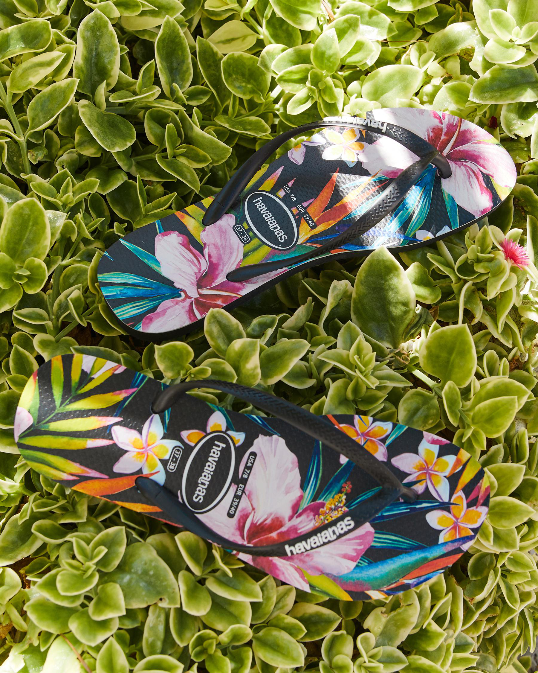 Slim Floral Palm Thongs