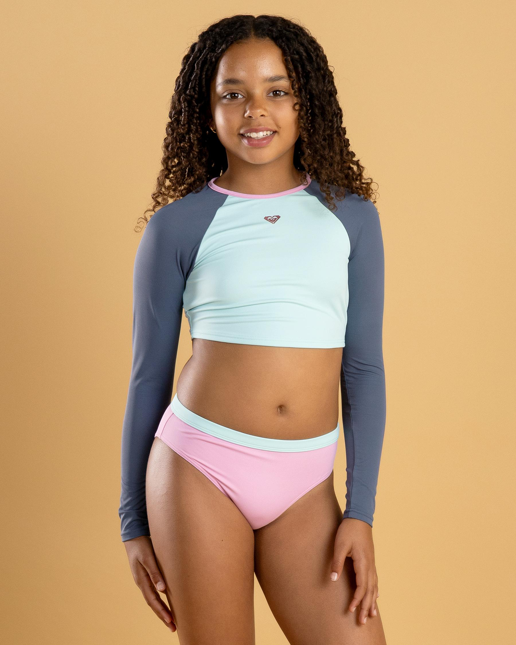Colourblock Long Sleeve Crop Rash Vest Set