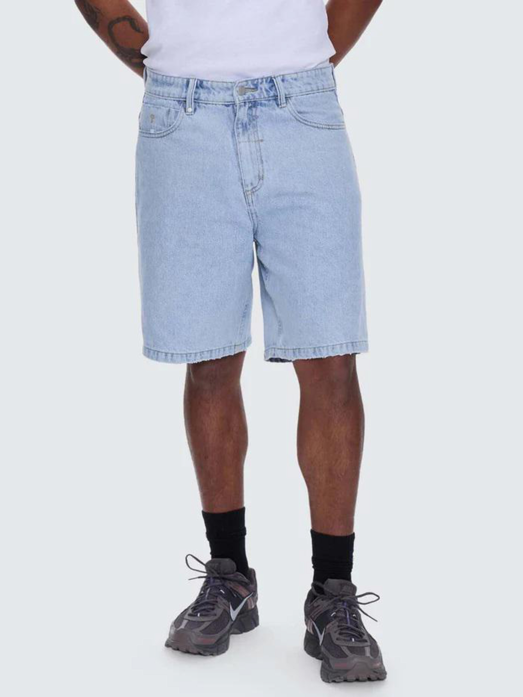 Mid Slacker Relaxed Long Denim Shorts