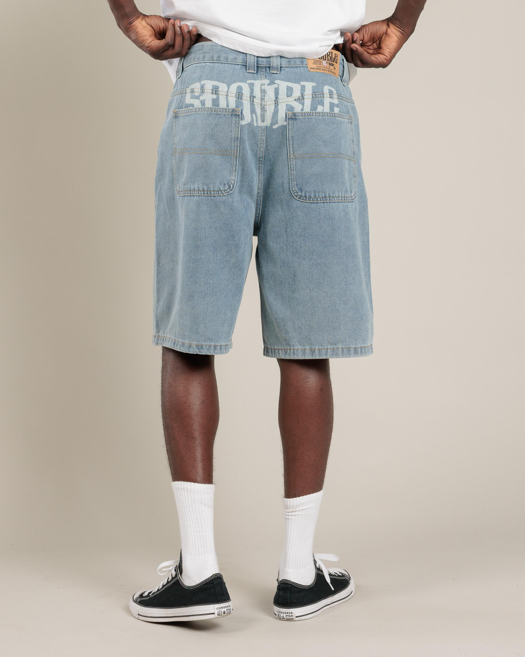 Print Denim Standard Shorts