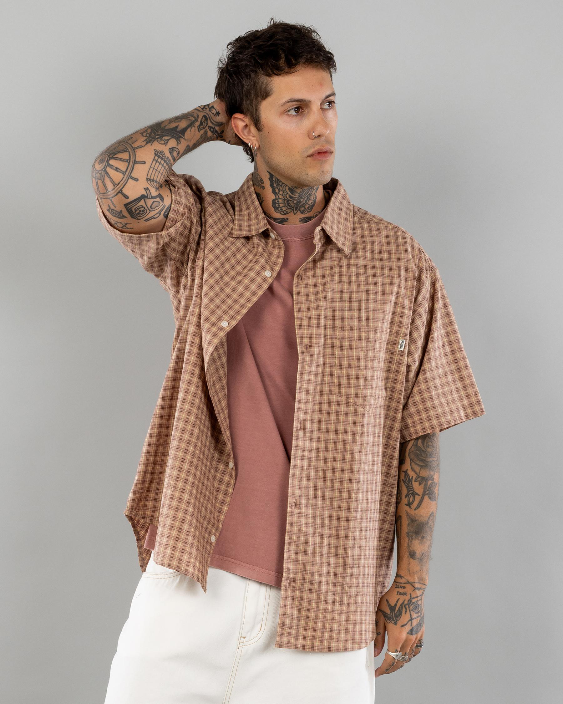 Block Plaid Short Sleeve Shirt