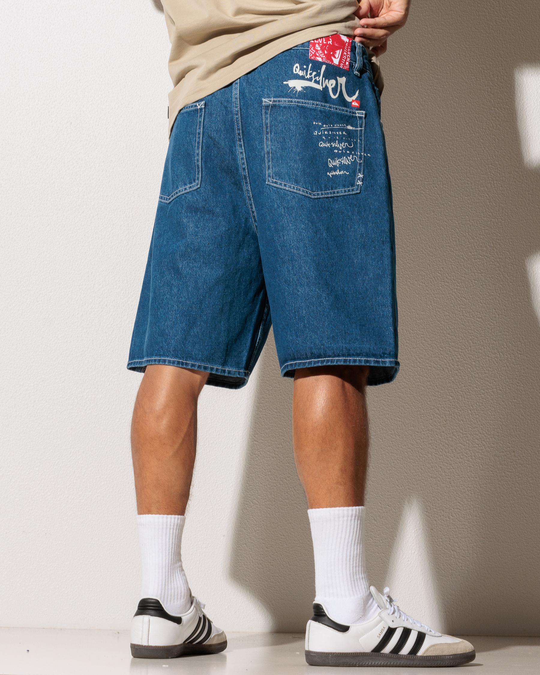 Impaired Baggy Denim Shorts