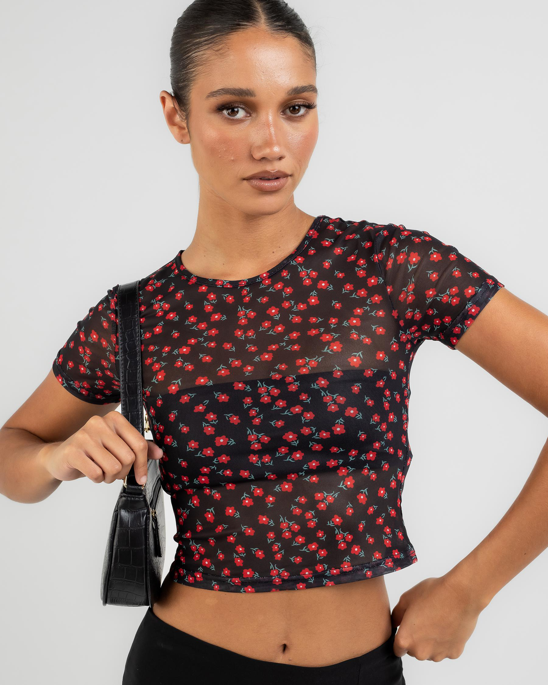 Poppy Mesh Baby Tee