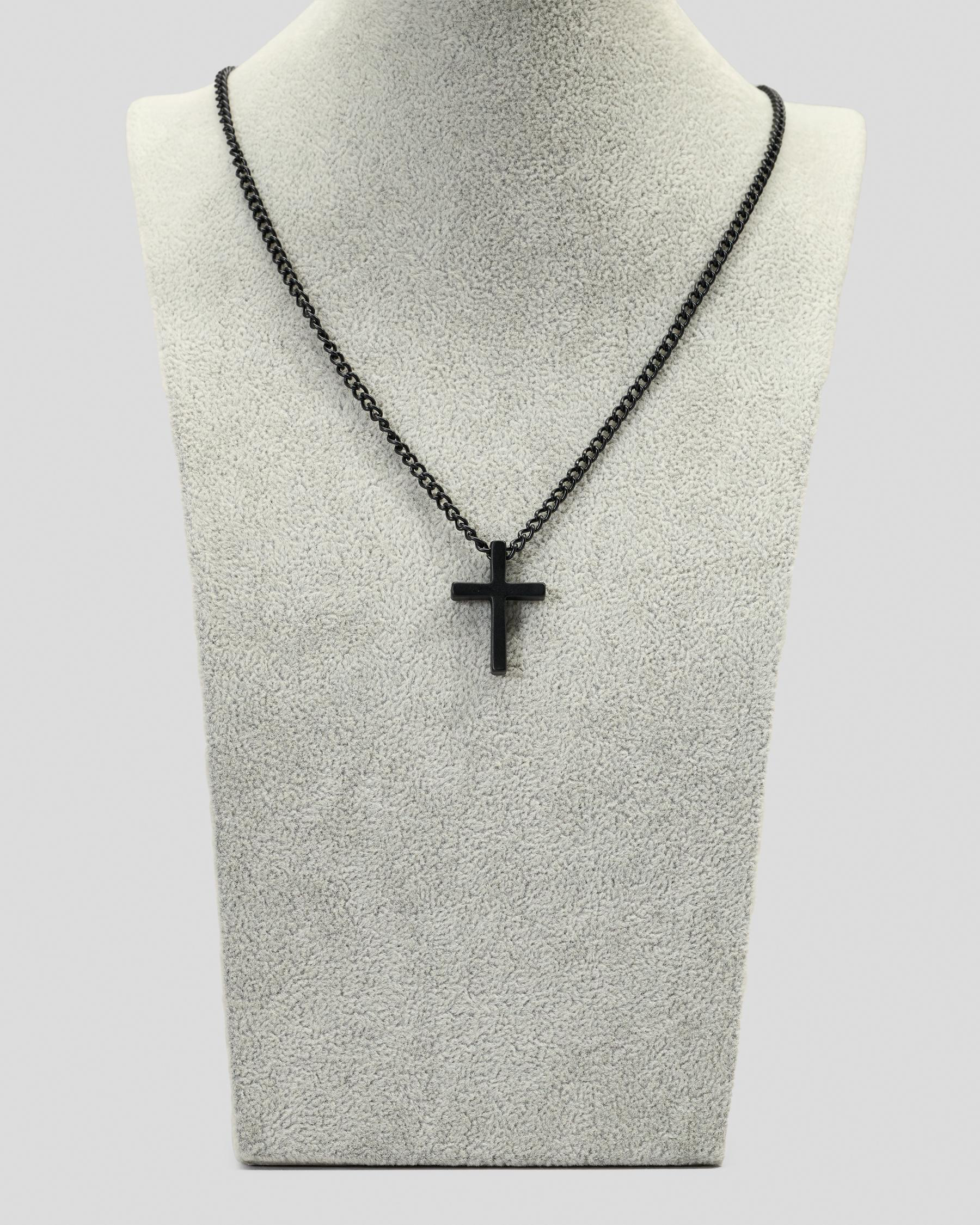 Matte Black Cross Necklace