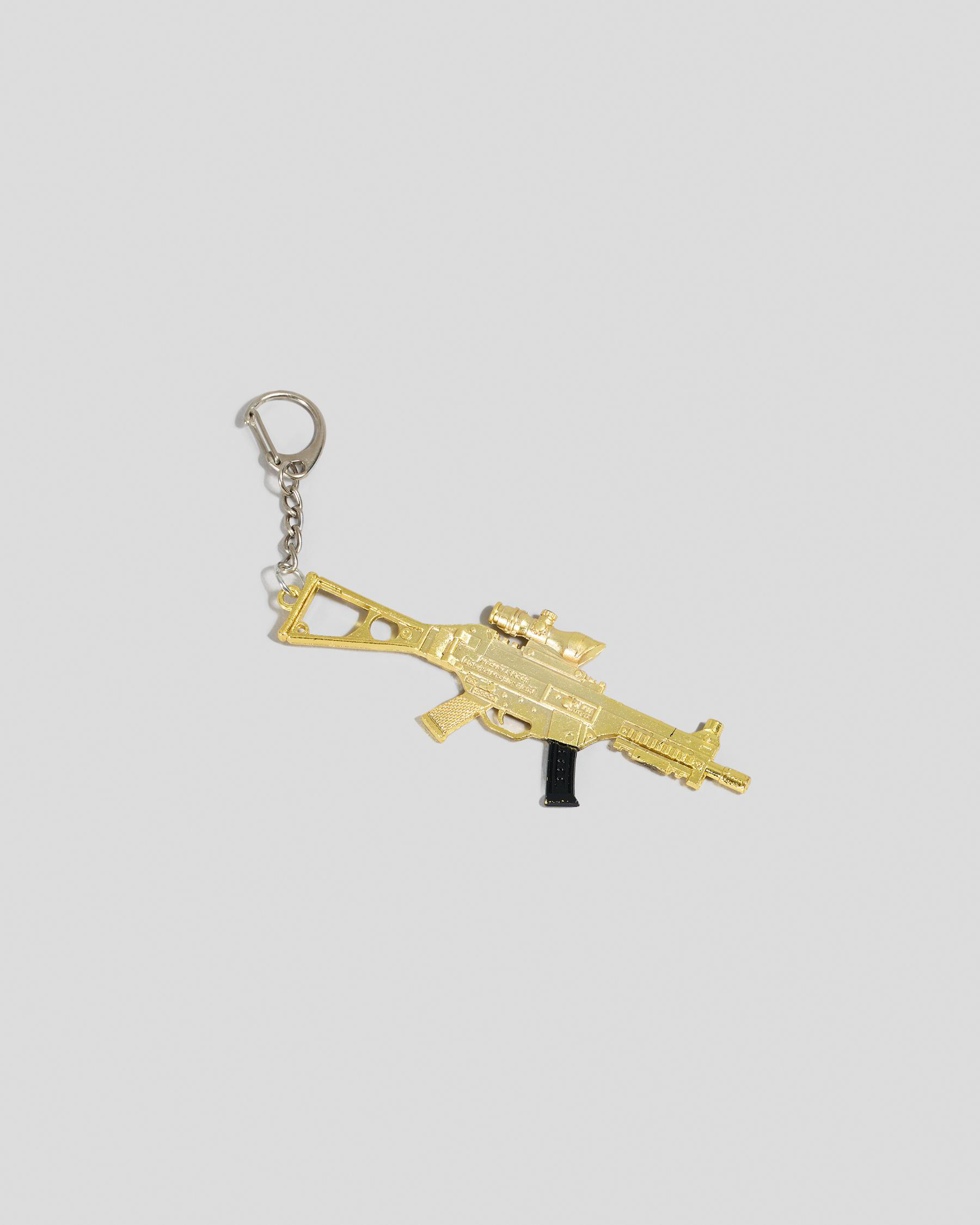 Gold Machine Gun Keyring