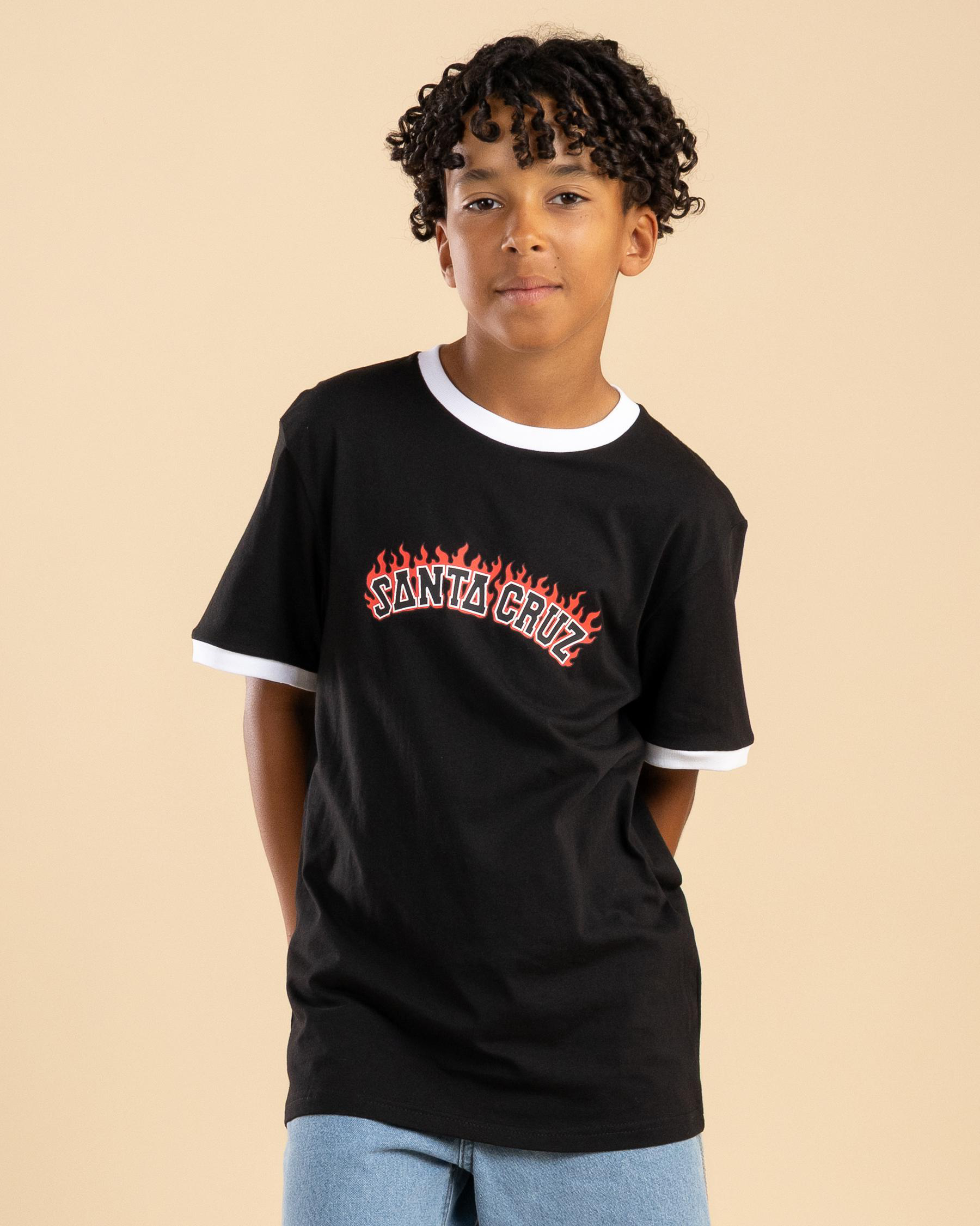 Flamed Collegiate Arch Ringer T-Shirt