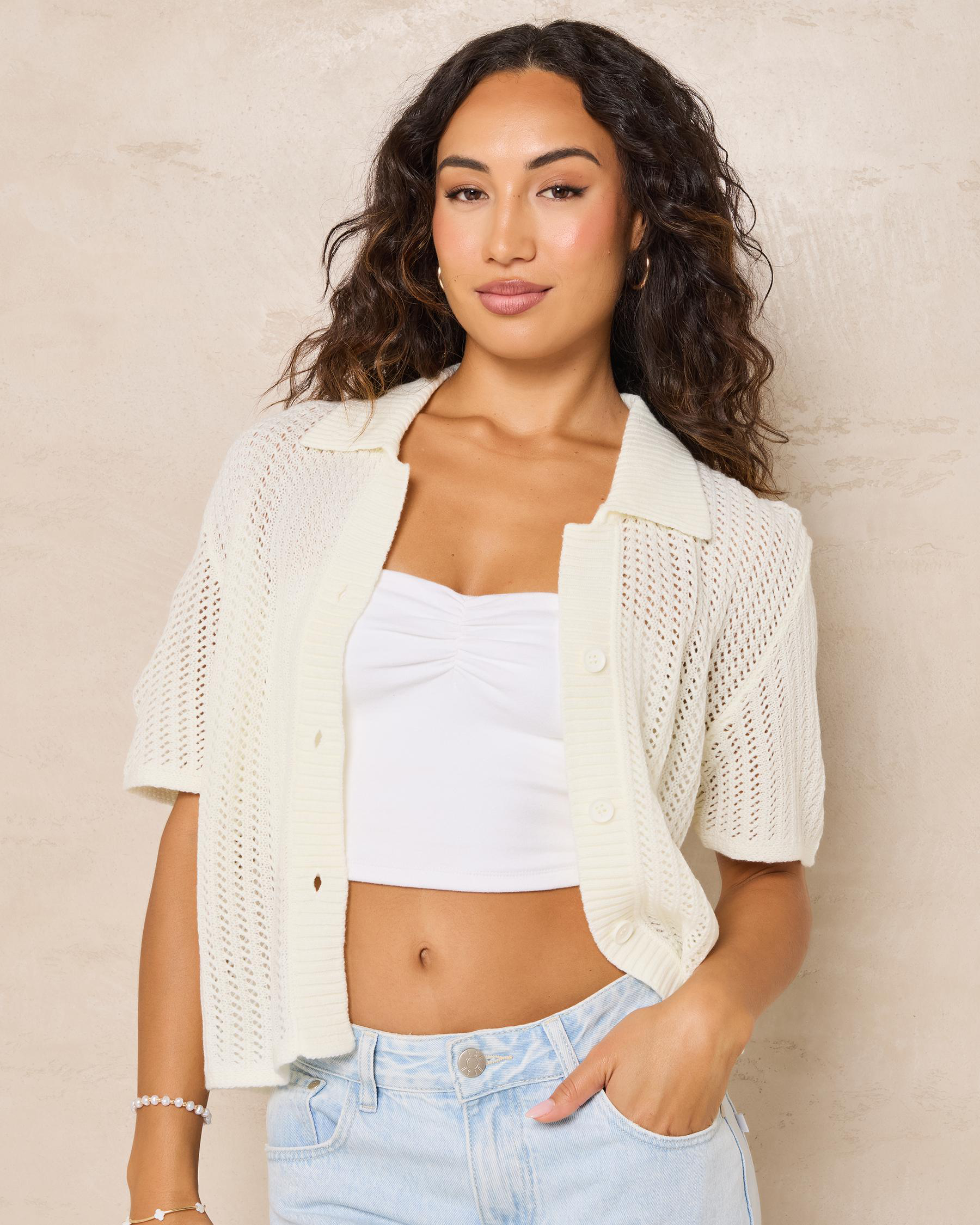 South Beach Crochet Short Sleeve Shirt