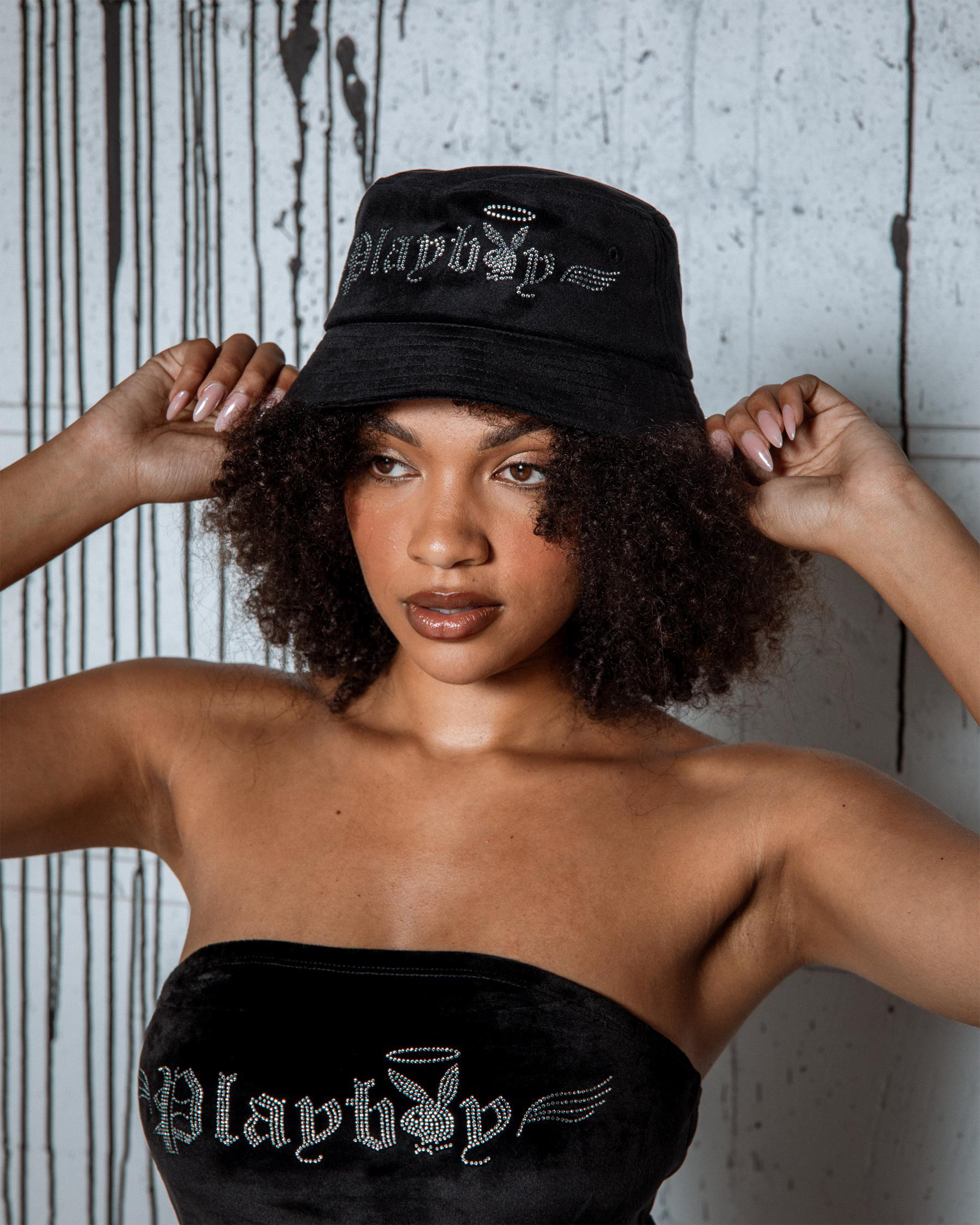 Bunny Angel Diamonte Bucket Hat