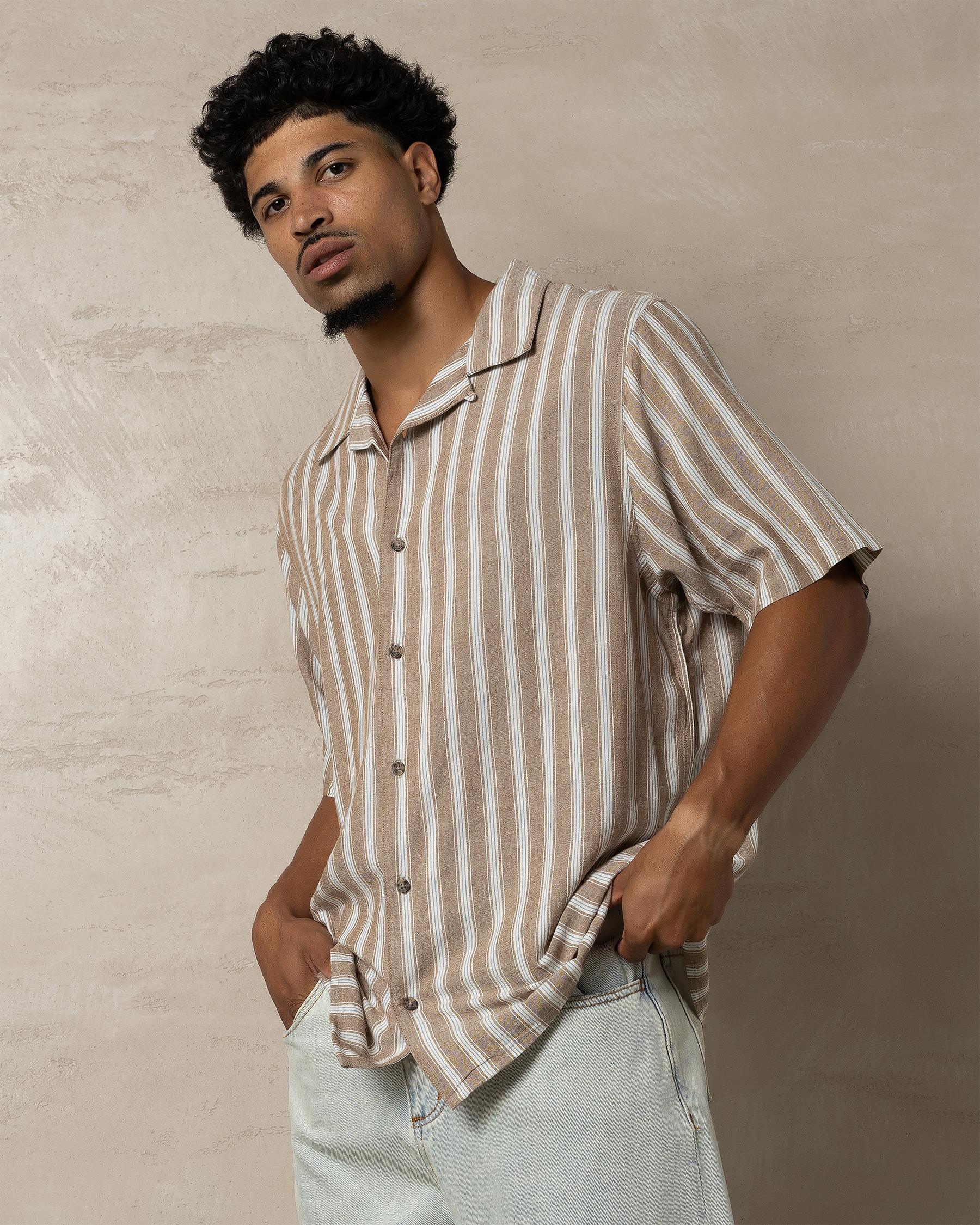 Beat Stripe Vintage Short Sleeve Shirt