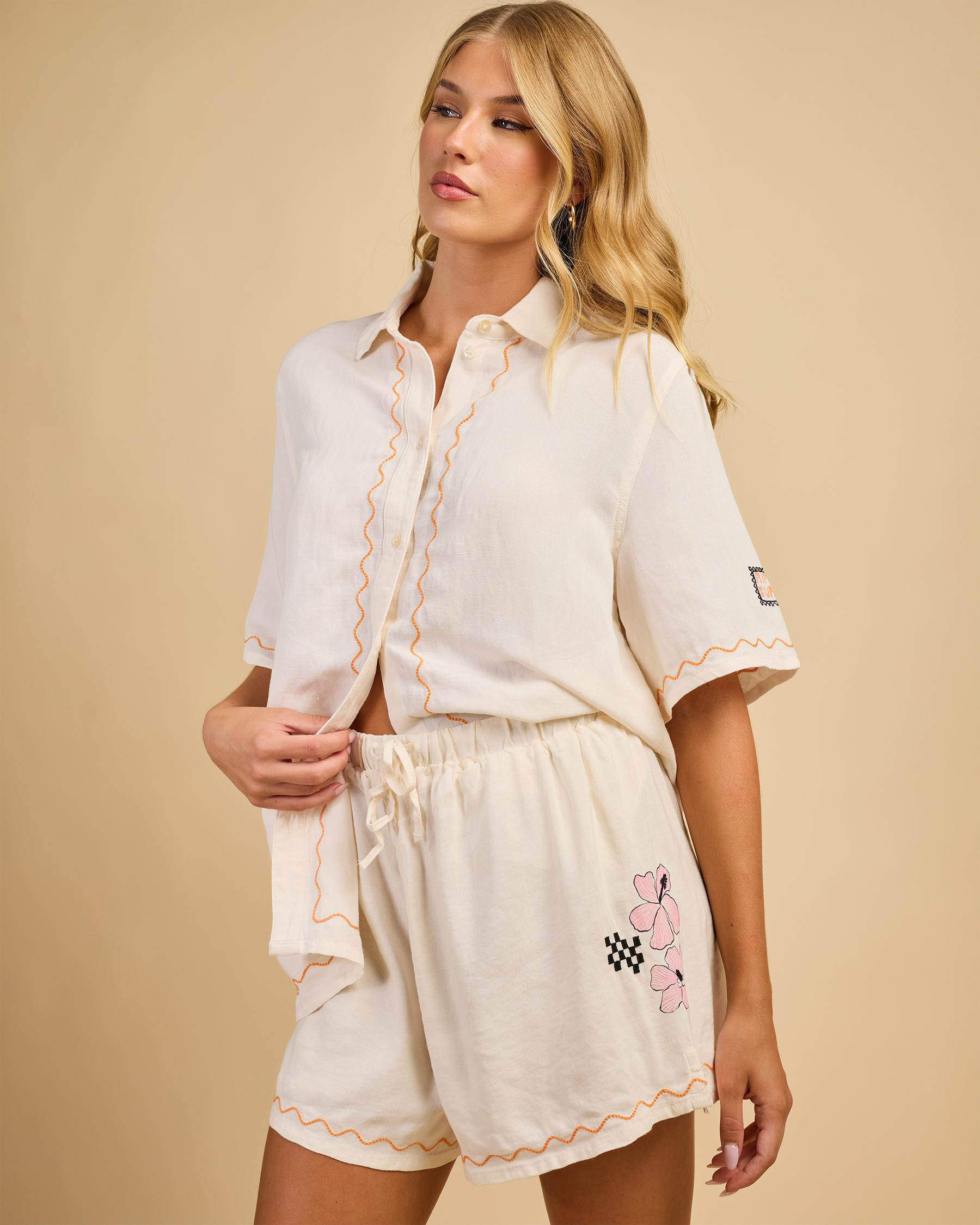 Sunset Luau Embroidered Shirt