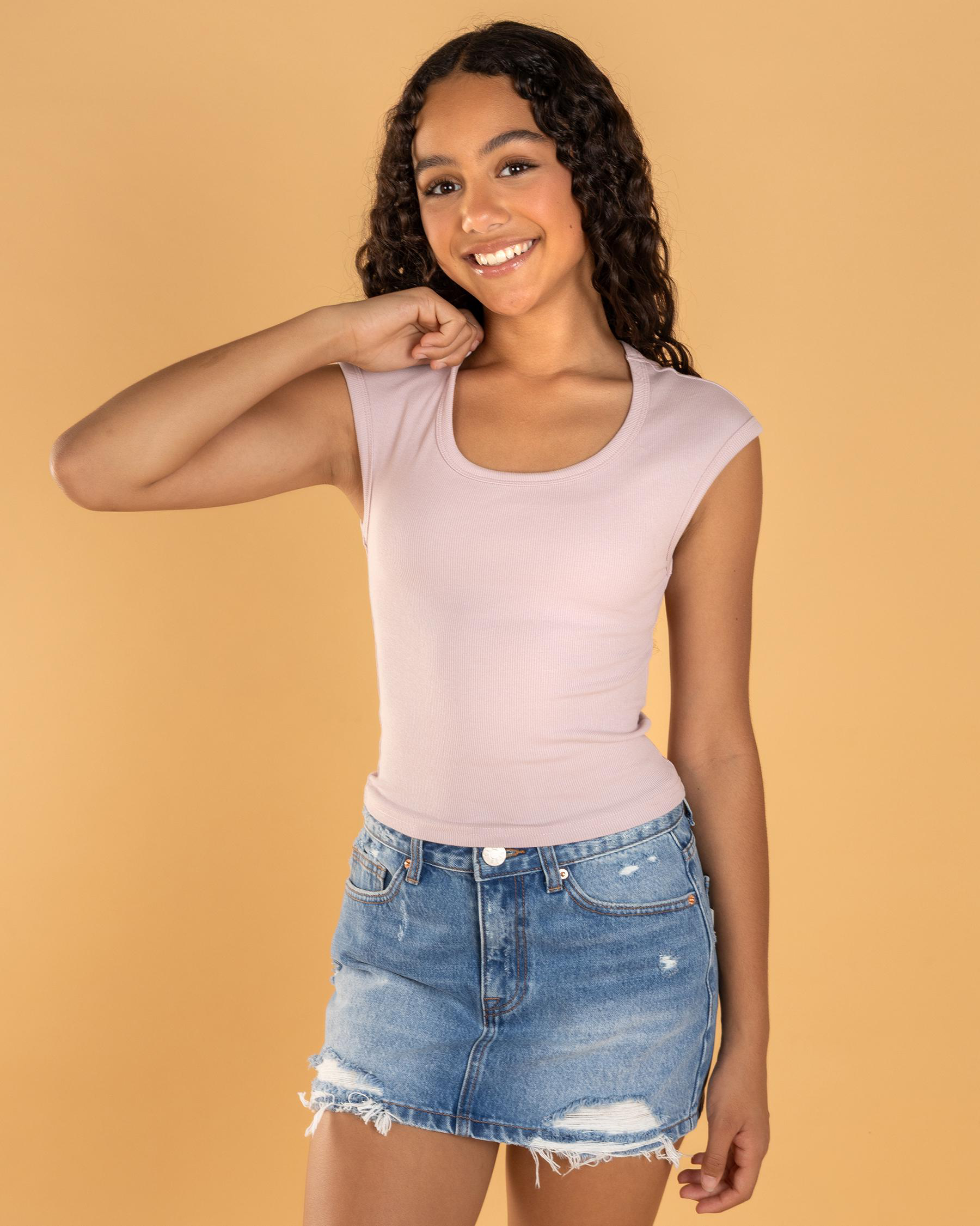 Basic Rib Scoop Neck Tee