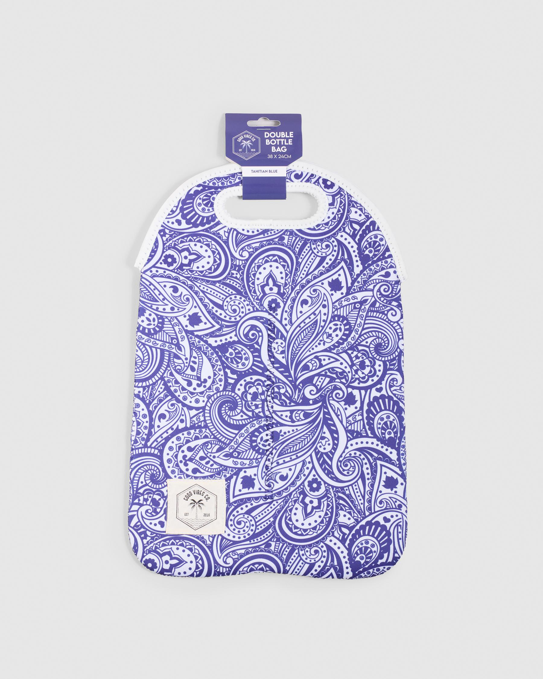 Tahitian Blue Neoprene Double Bottle Bag