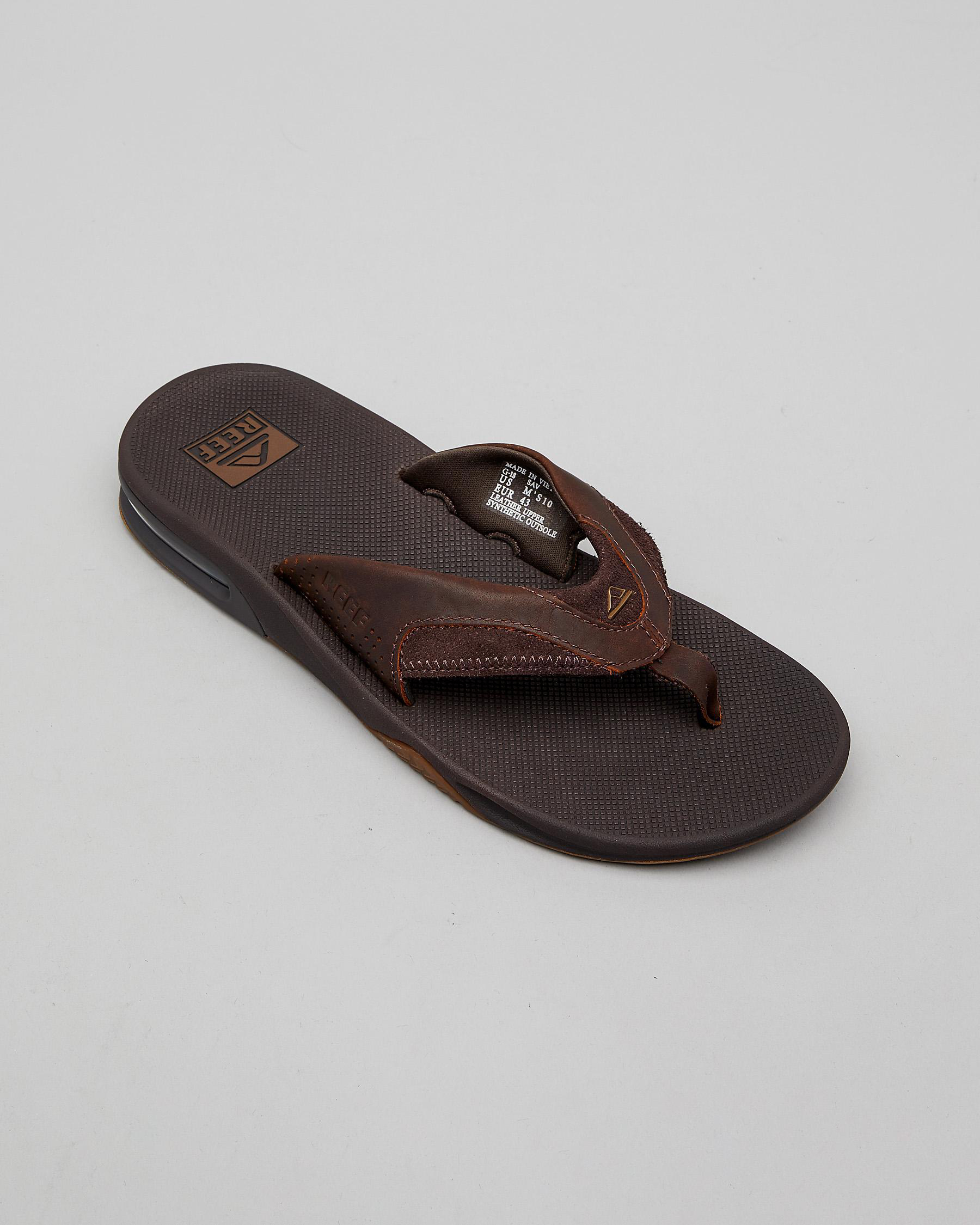 Reef Men\'s Leather Fanning Sandals. Reef Men\'s Dark Brown Flip-Flops Reef Men main image 2
