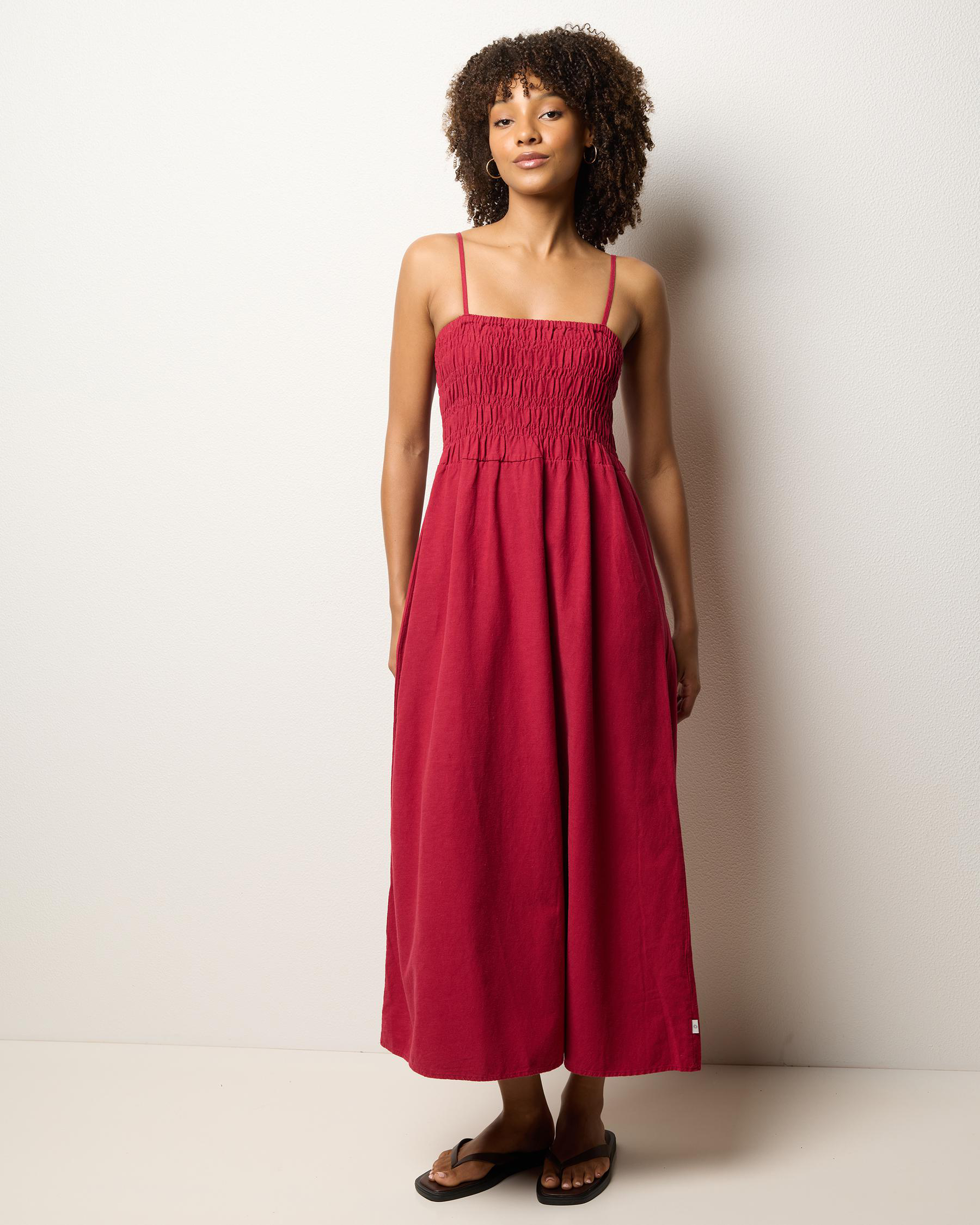 Classic Shirred Midi Dress