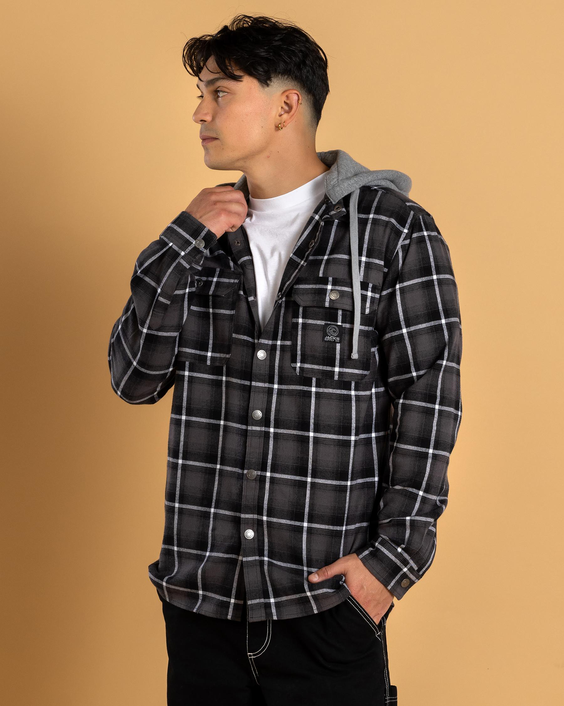 Ample Long Sleeve Flannel Hooded Shirt