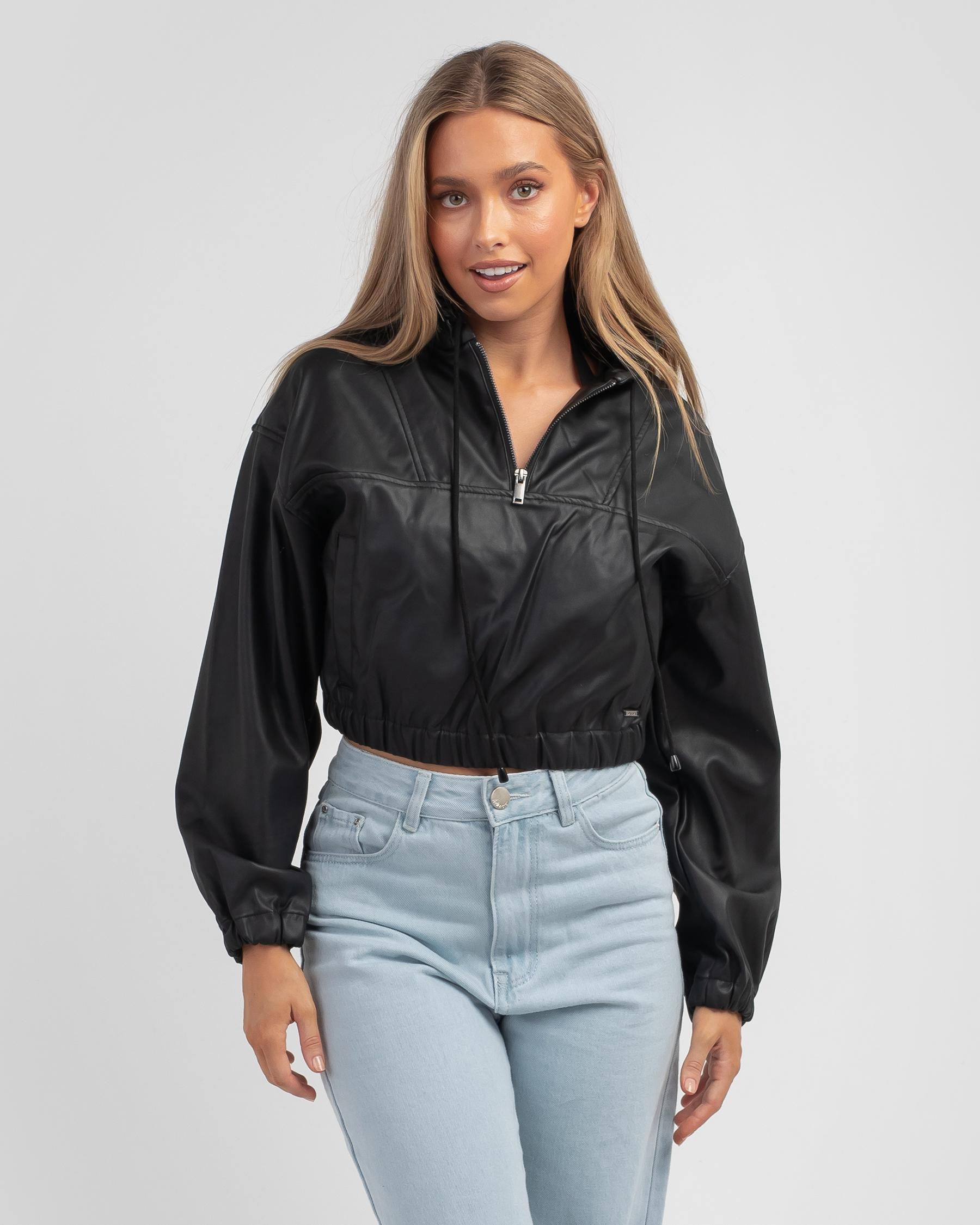 Honey Hooded Faux Leather Jacket